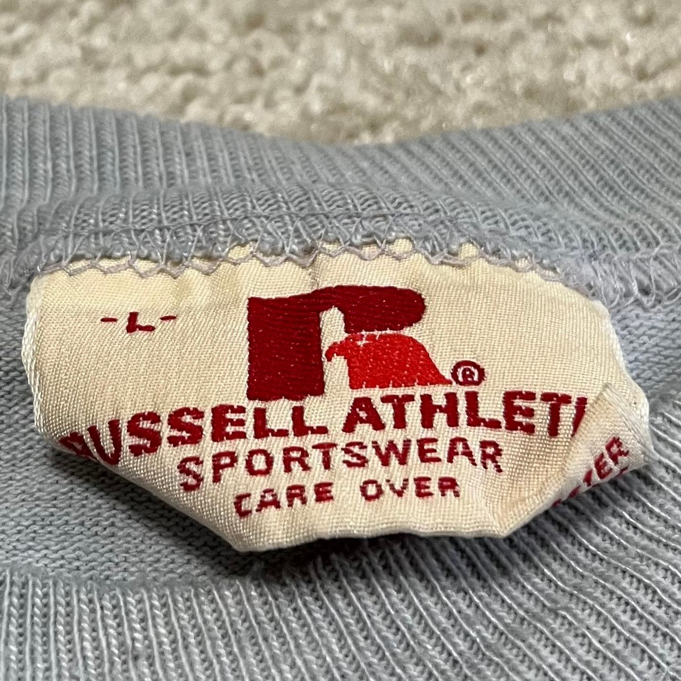 Russell Athletic Vintage 80s Russell Athletic USA Gray Navy Accent Crewneck Size US L / EU 52-54 / 3 - 3 Thumbnail
