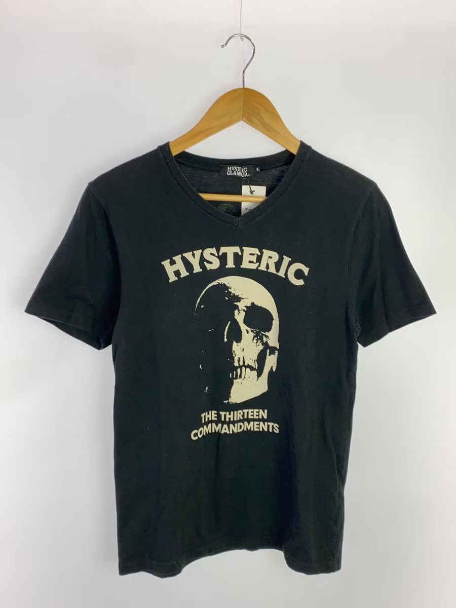 image of Hysteric Glamour Skull V Neck Tee in Black, Men's (Size Small)