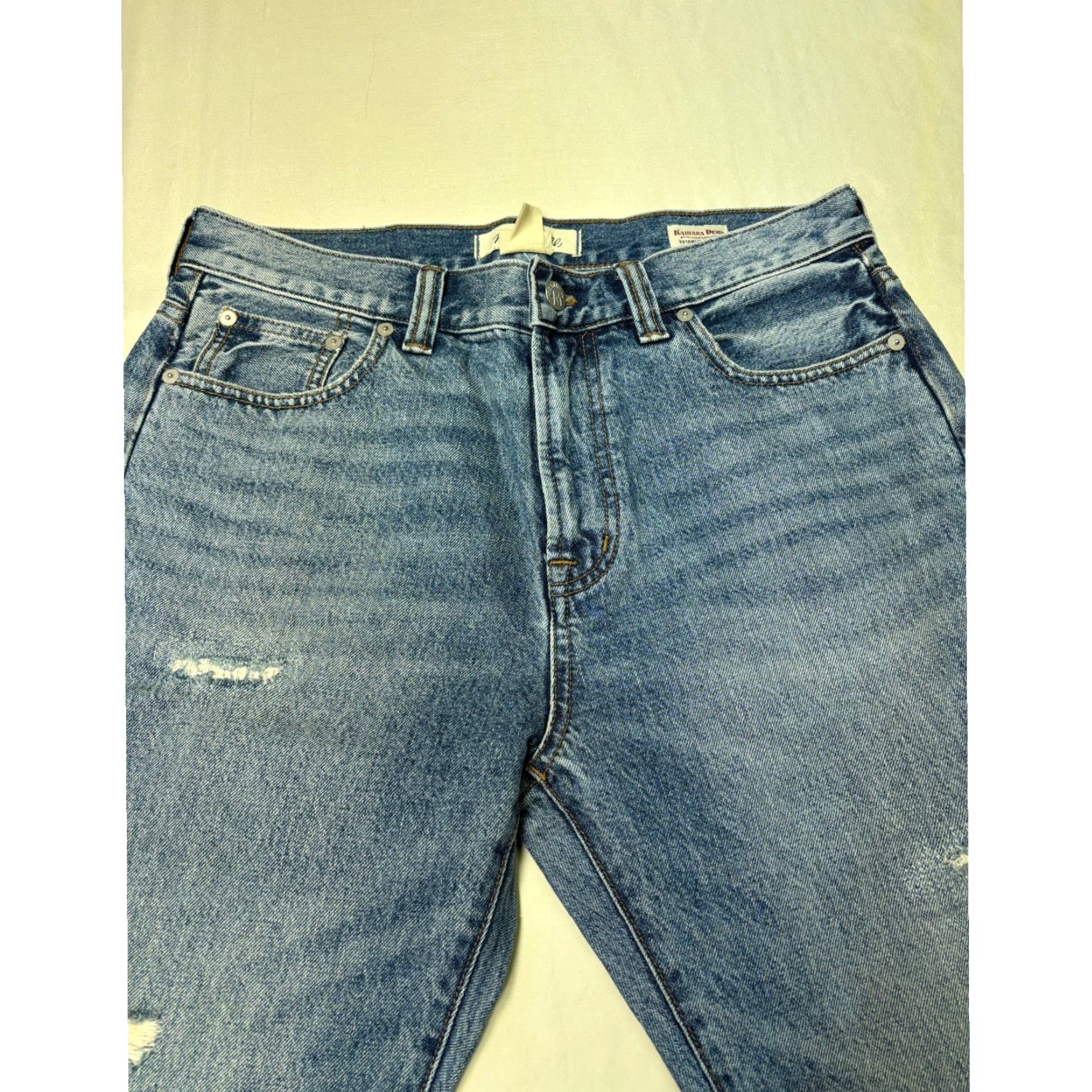 Madewell Madewell Jeans Mens Kaihara Denim Straight Leg Distressed 31 W 31x32 Blue Medium Cotton 5-Pocket Button Zip Modern Casual Mens Size US 31 - 2 Thumbnail