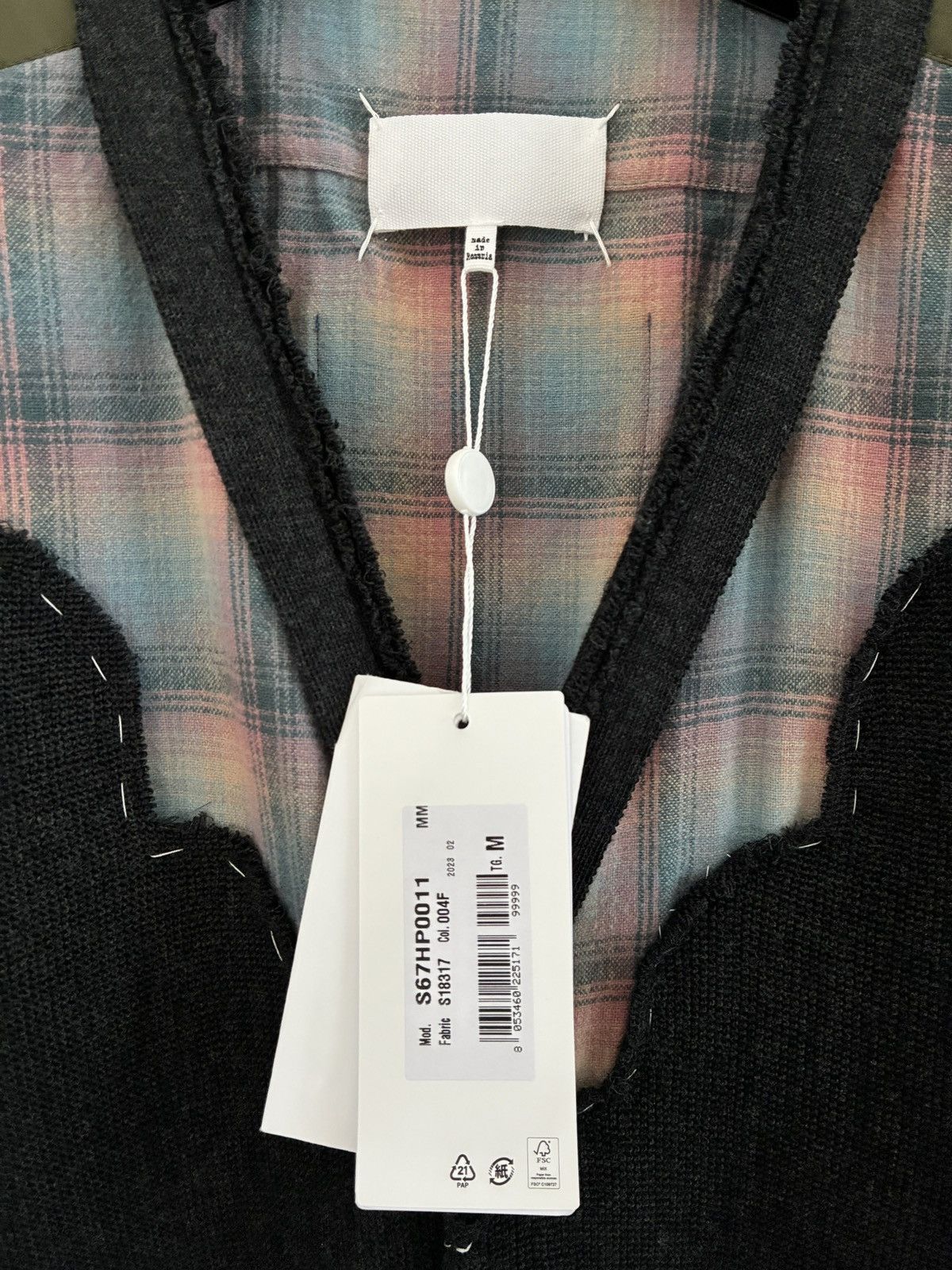 Maison Margiela Maison Margiela Pendelton Patchwork Satin Trim Wool Cardigan Size US M / EU 48-50 / 2 - 2 Thumbnail