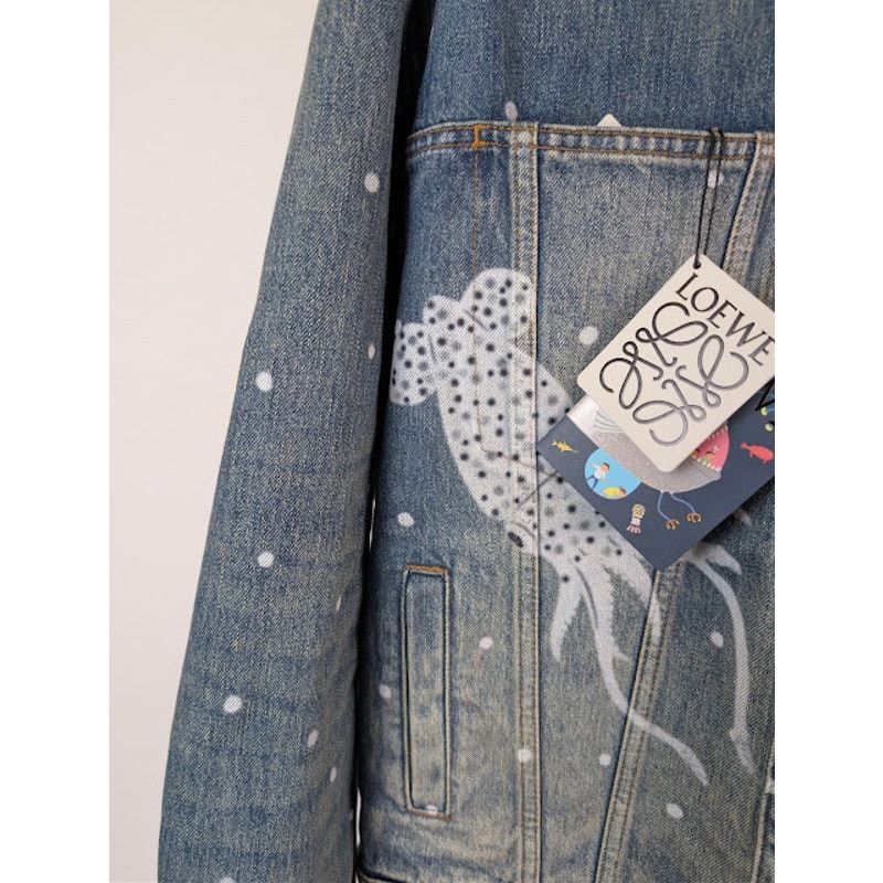 Loewe o1rshd1 Sketch Print Denim Jacket in Mid Blue Size US M / EU 48-50 / 2 - 9 Thumbnail