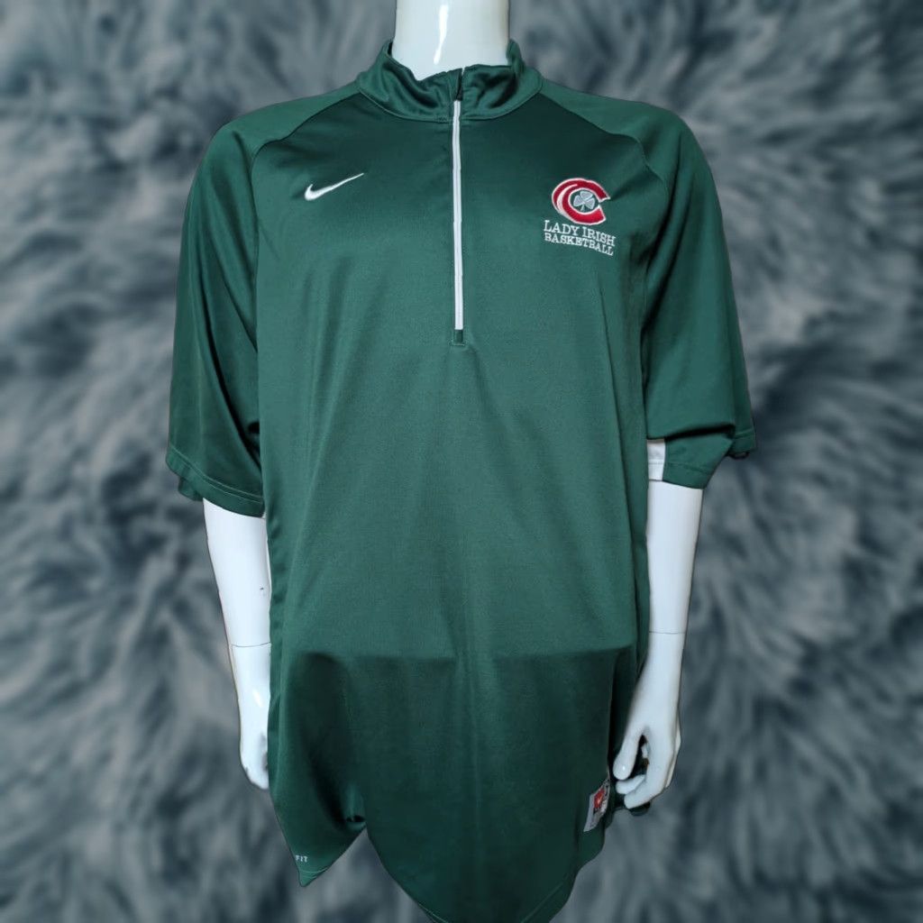 Nike VINTAGE Toledo Catholic HS Lady Irish Basketball 1/4 Zip Pullover Polo Shirt 2XL Nike Size US XXL / EU 58 / 5 - 1 Thumbnail