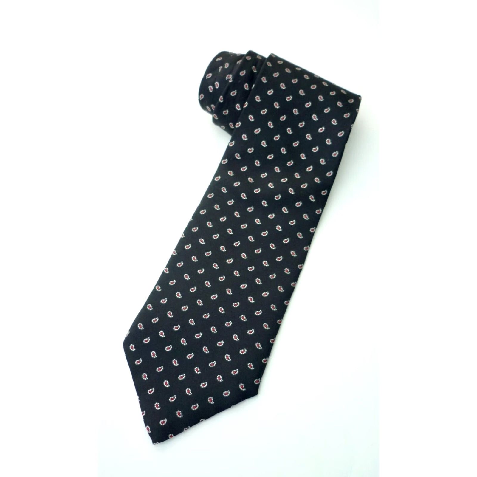 Vintage Cromley & Finch Men's Luxury Silk Tie Paisley Handmade 57"-60" Black Wide 4" Men’s Silk Tie Vintage? Size ONE SIZE - 2 Thumbnail