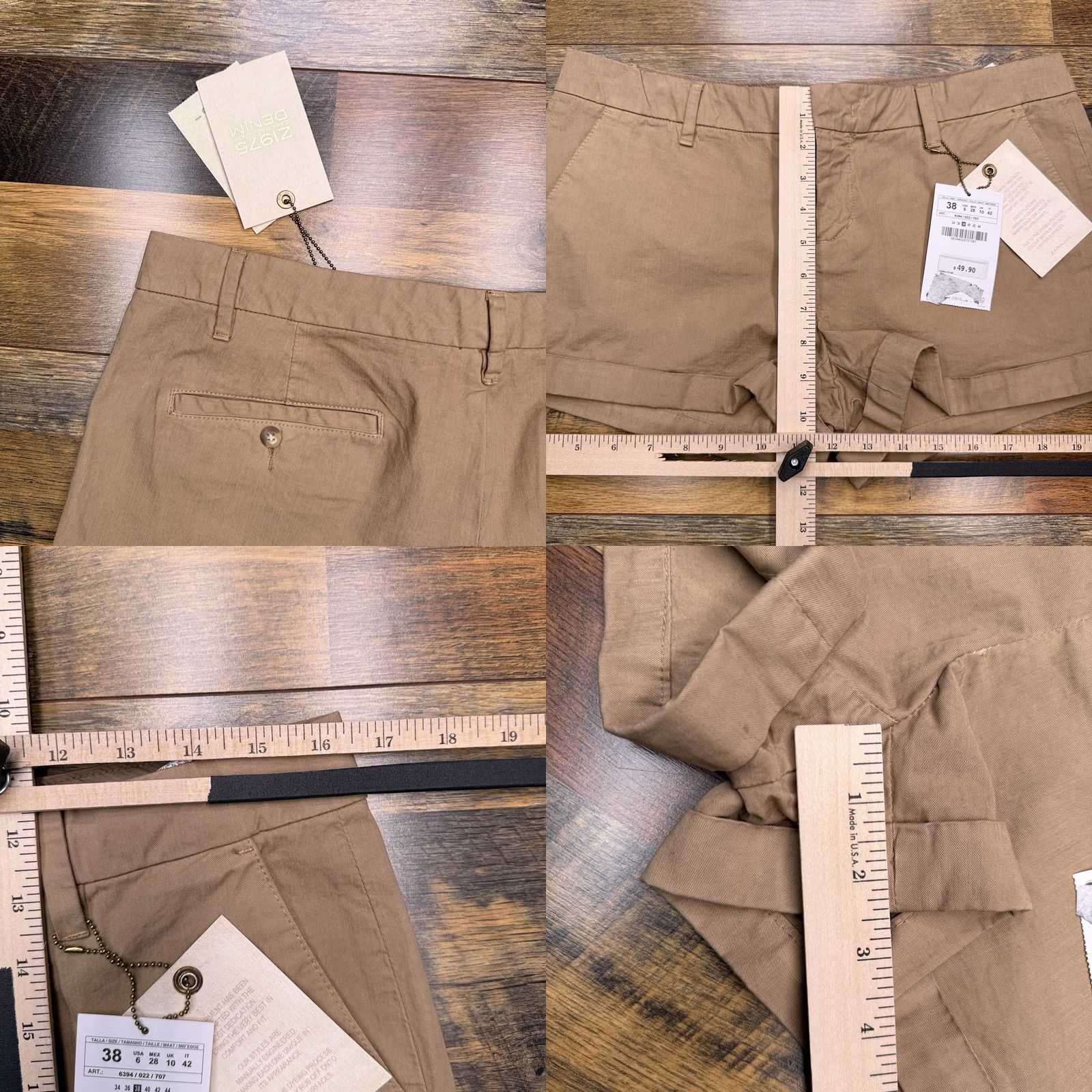 Zara Zara Shorts Womens 6 Tan Mid Rise Cuffed Denim Basic New Z1975 Cotton Blend Classic Casual 2.5in Inseam Mens? Size 28" / US 6 / IT 42 - 8 Thumbnail
