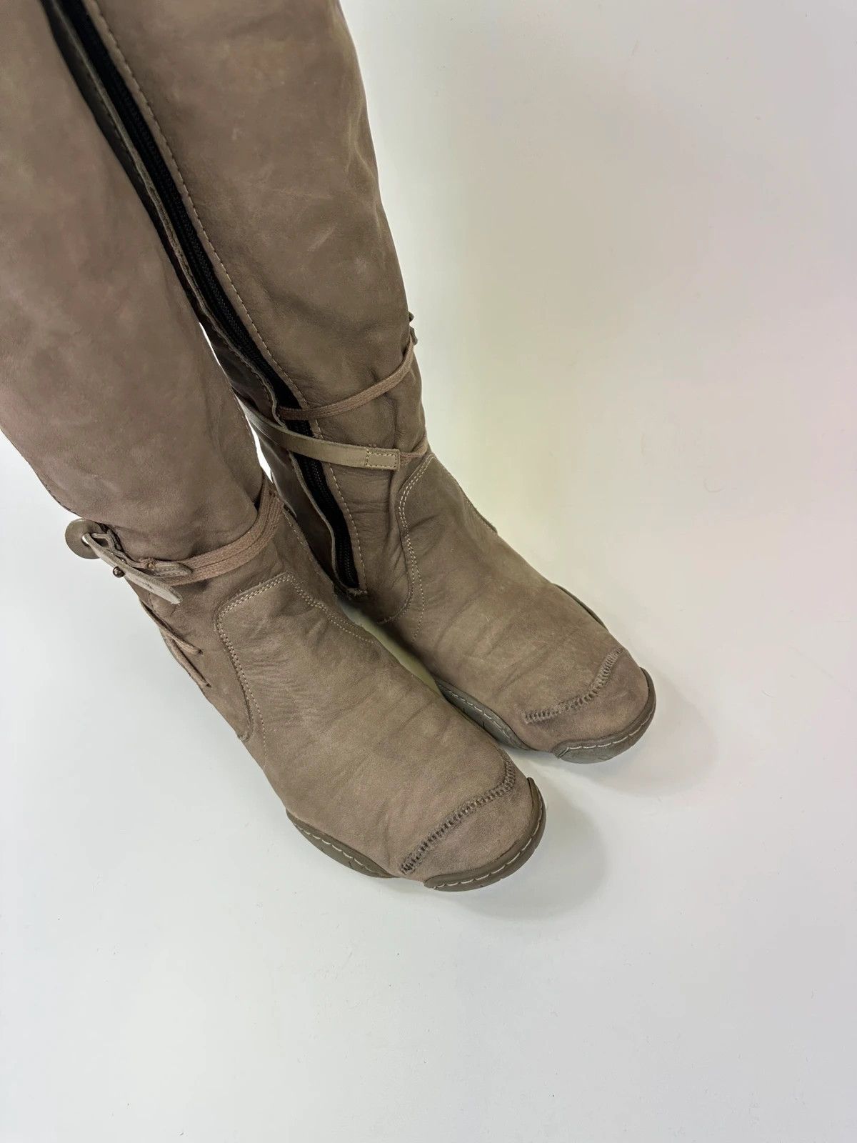Marithe + Francois Girbaud M+FG Leather Khaki Brown Straps High Boots Size US 7 / IT 37 - 10 Thumbnail