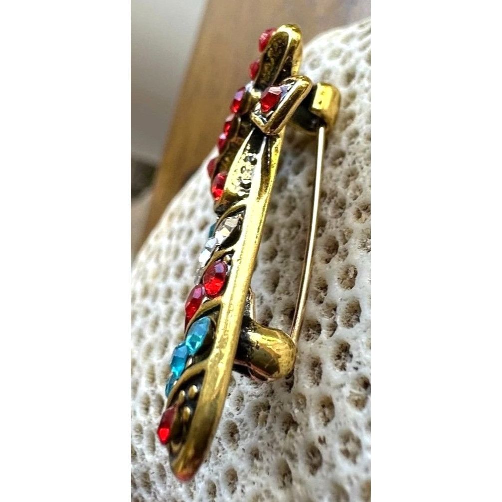 Handmade Candy Cane Brooch Pin New Christmas Jewelry Crystal Accents Size ONE SIZE - 10 Thumbnail