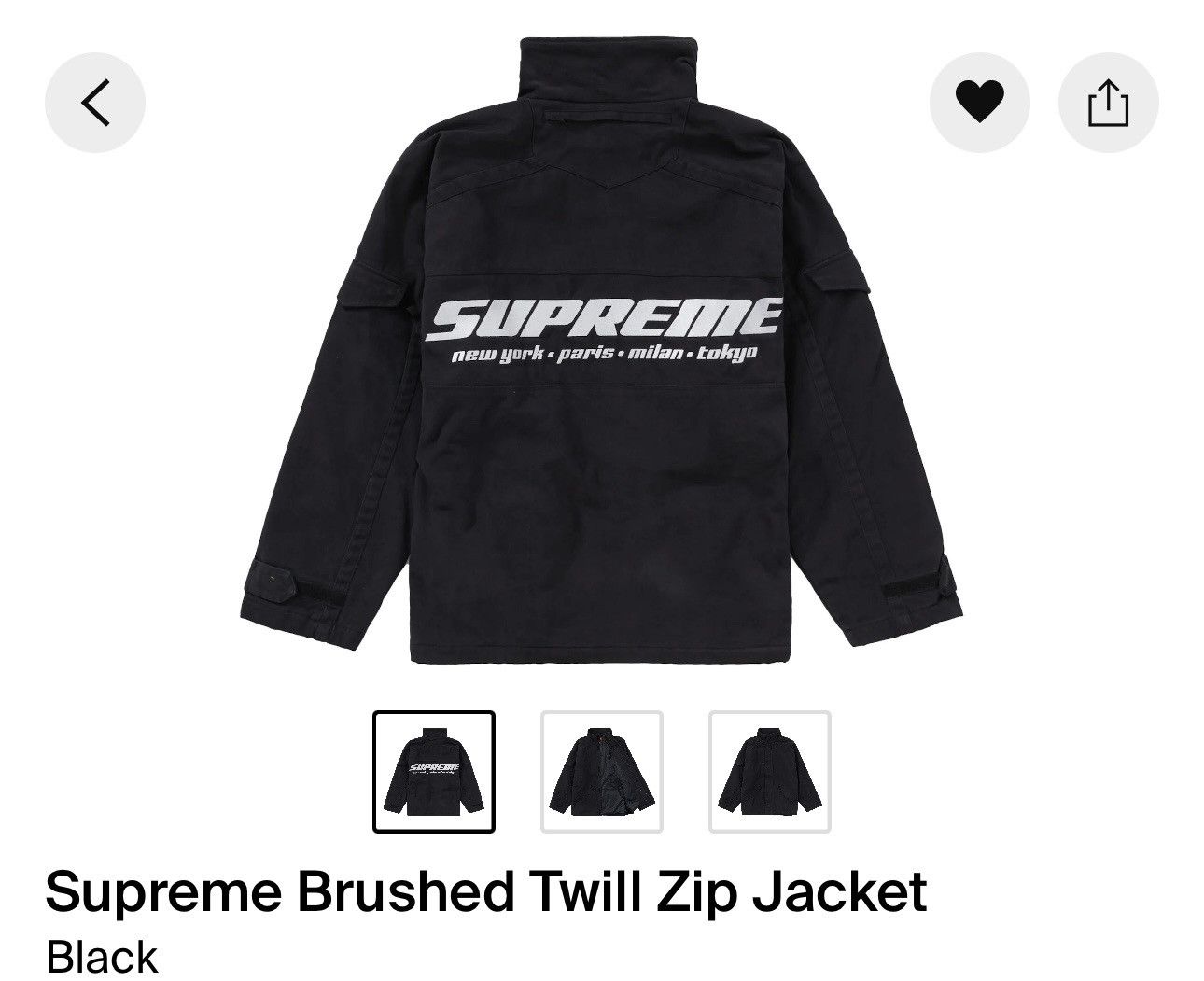 Supreme SUPREME BLACK TWILL JACKET Size US M / EU 48-50 / 2 - 1 Thumbnail