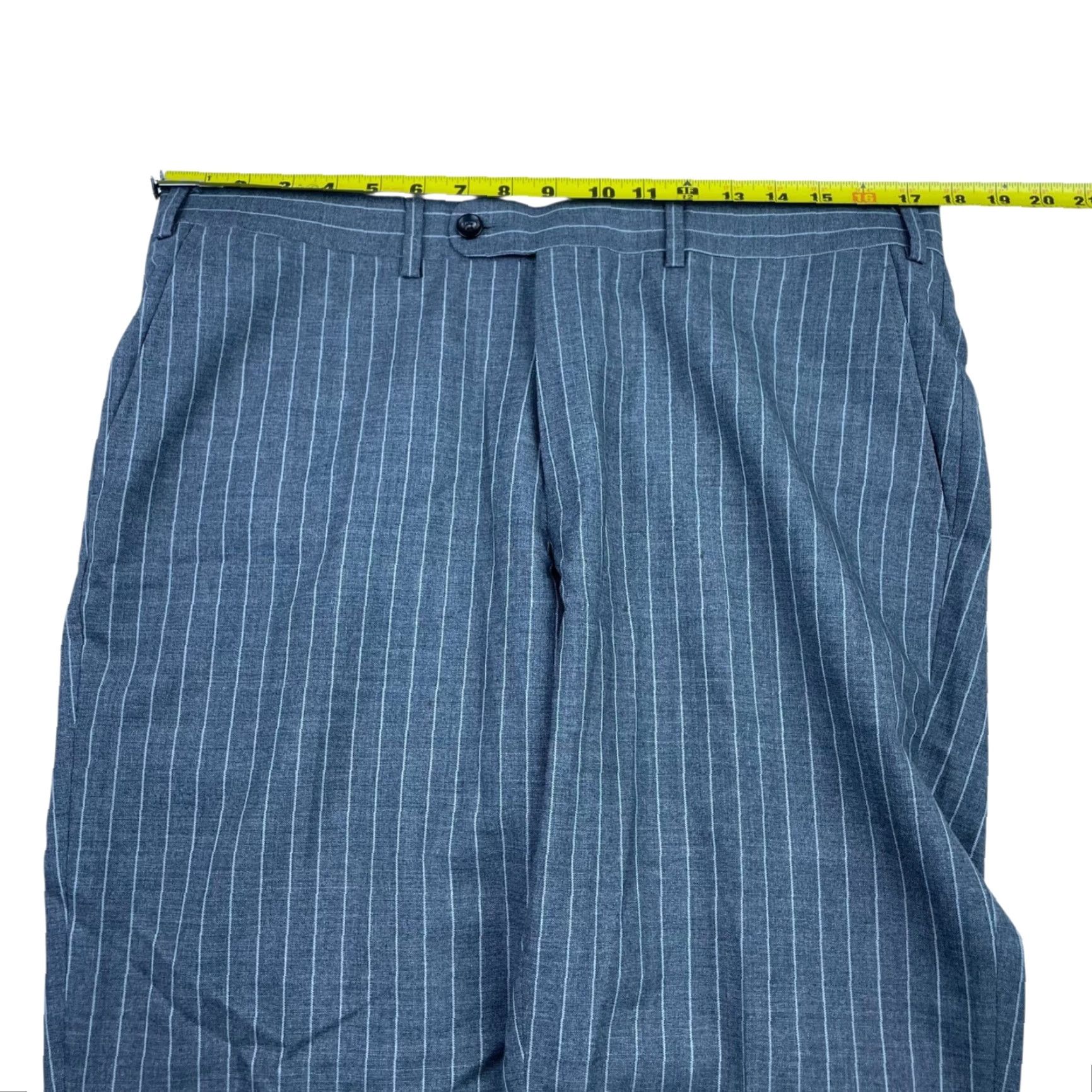 Suitsupply SuitSupply Men’s Brescia 100% Wool Flat Front Dress Pants Gray Stripe 36x30 Size 36R - 7 Thumbnail