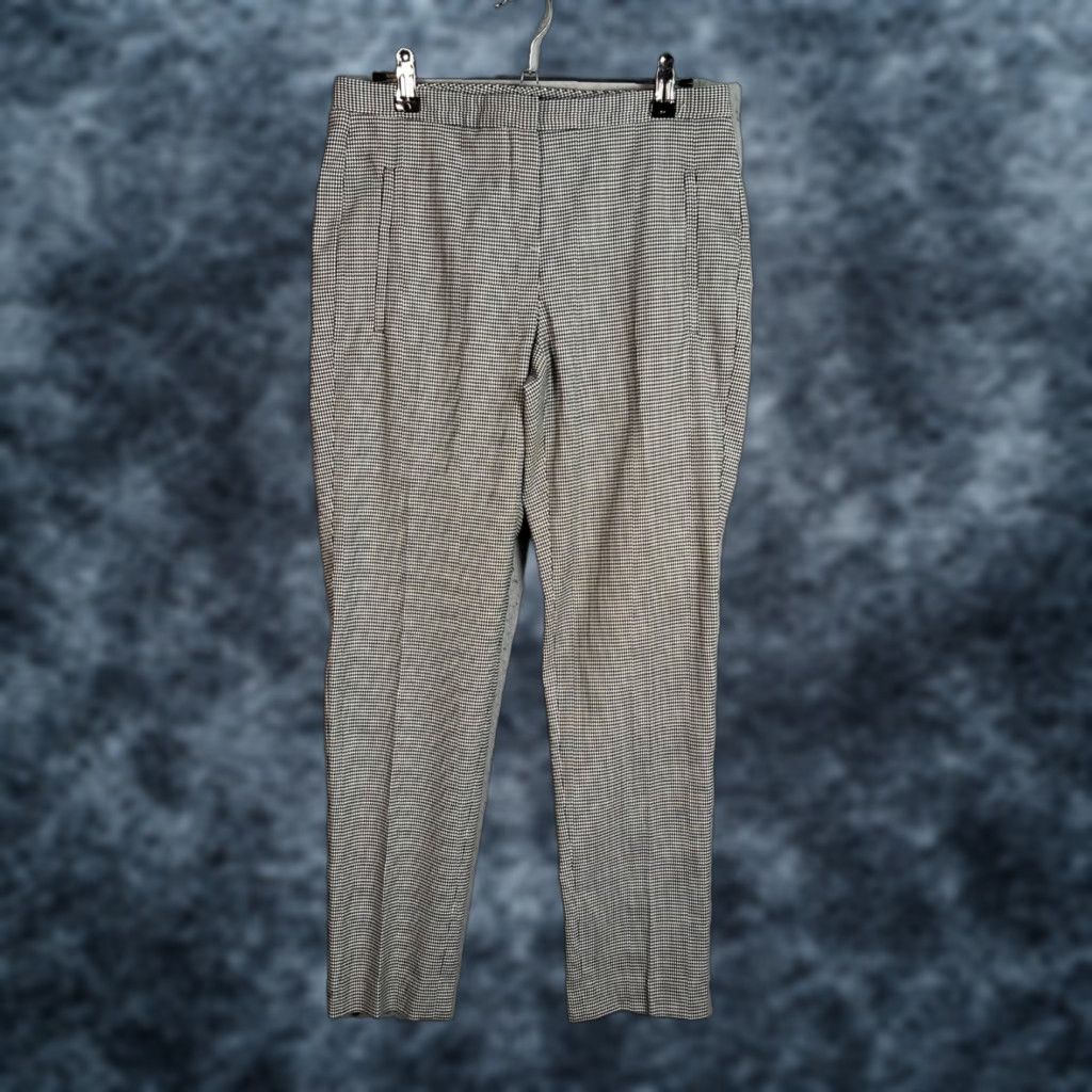 Theory VINTAGE Theory Pants Womens 2 Houndstooth Slim Leg Tapered Wool Virgin Wool Blend Gray Dress Pants Womens Size 26" / US 2 / IT 38 - 1 Thumbnail