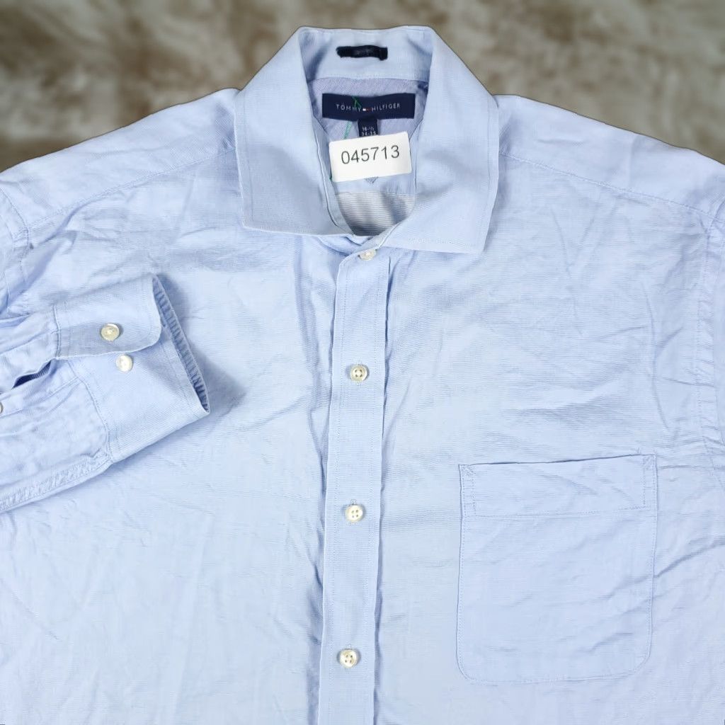 Tommy Hilfiger Tommy Hilfiger Dress Shirt Men's 16.5 Blue Button-Up Long Sleeve Casual Business Classic Size 42R - 1 Thumbnail