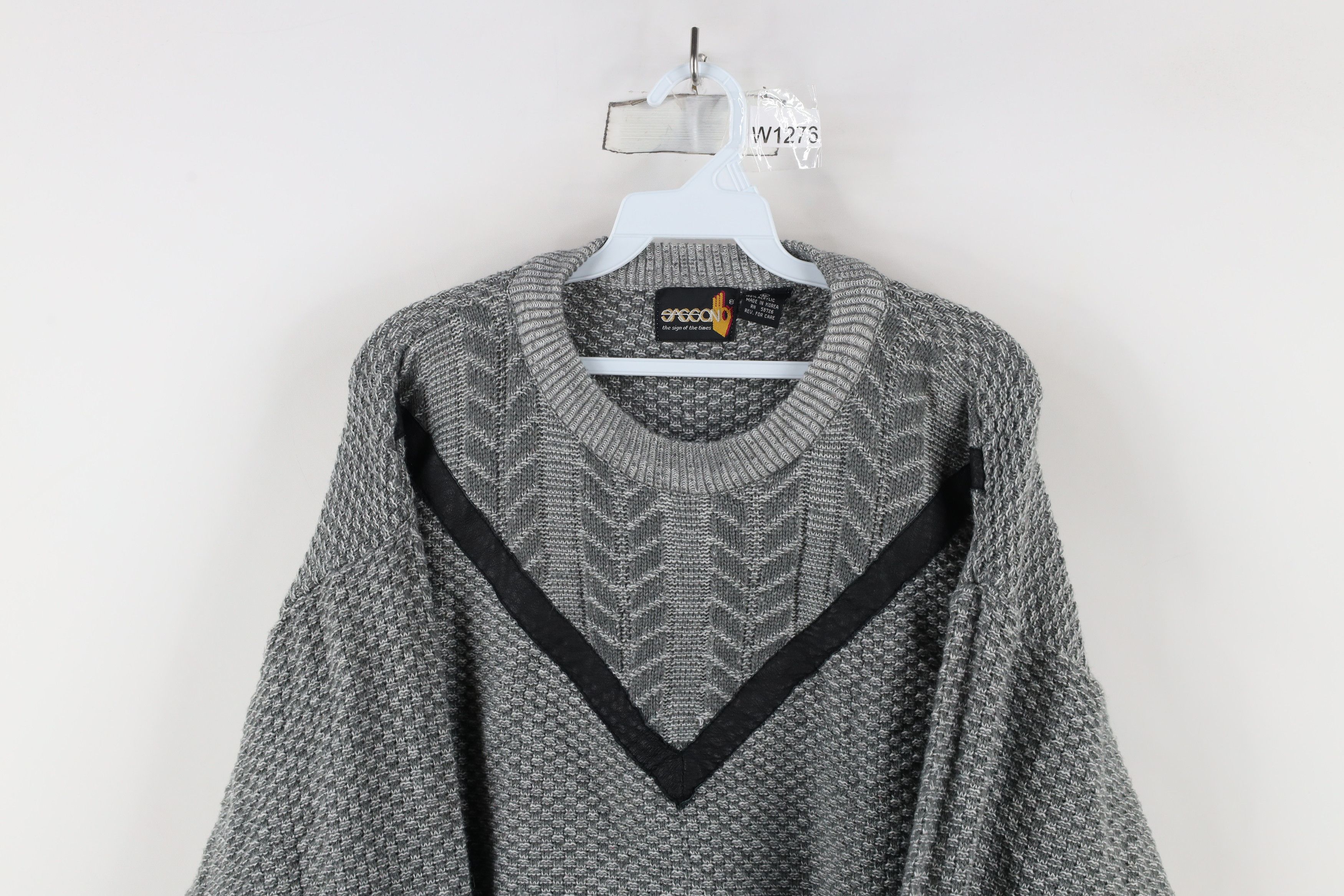 Vintage Vintage 90s Streetwear Trim Thermal Knit Crewneck Sweater Size L / US 10 / IT 46 - 2 Thumbnail