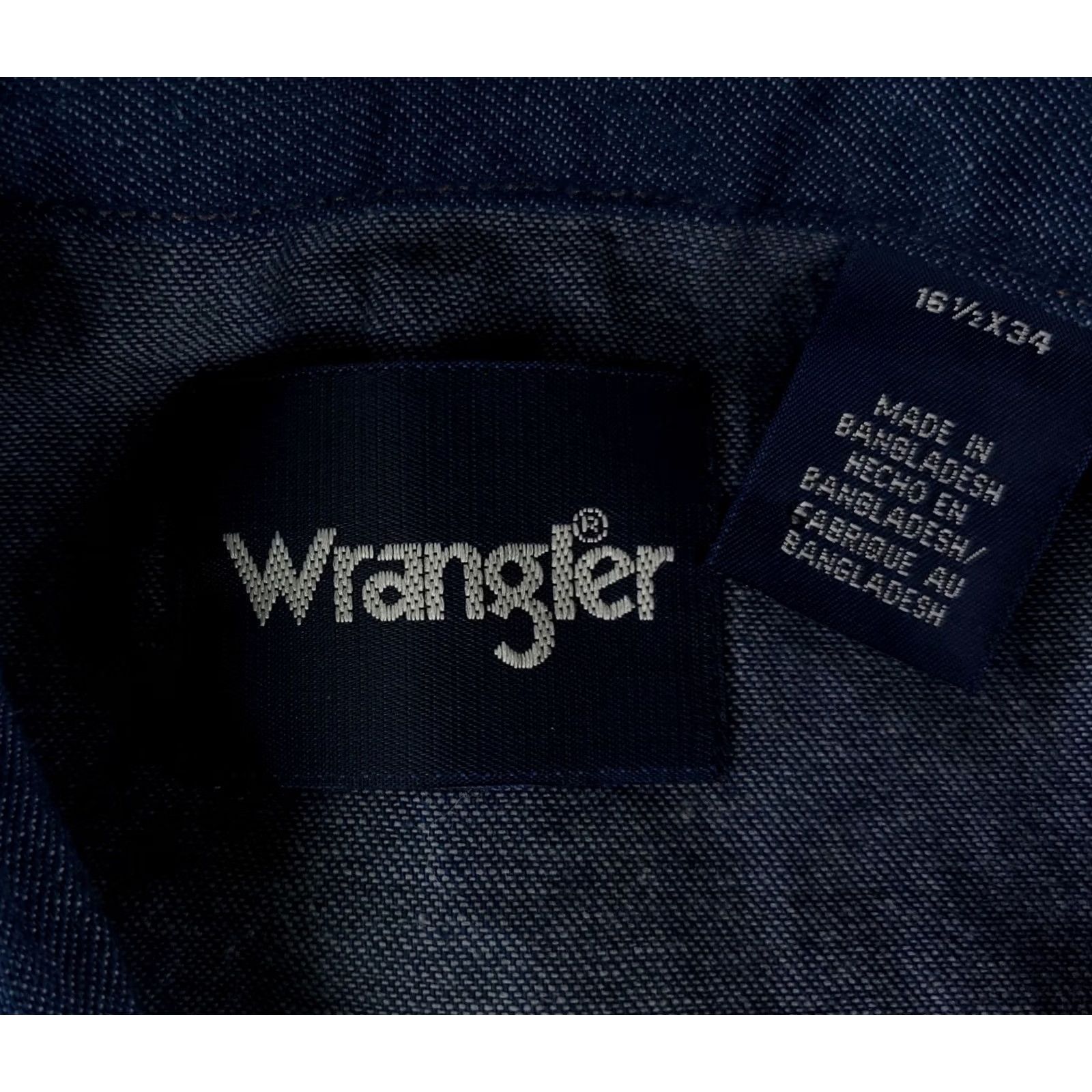 Wrangler Wrangler Shirt Pearl Snap Blue Long Sleeve Western Mens L 16.5-34 Blue Mens Shirt Pearl Snap Long Sleeve Western Wrangler 16.5-34 Size US L / EU 52-54 / 3 - 4 Thumbnail