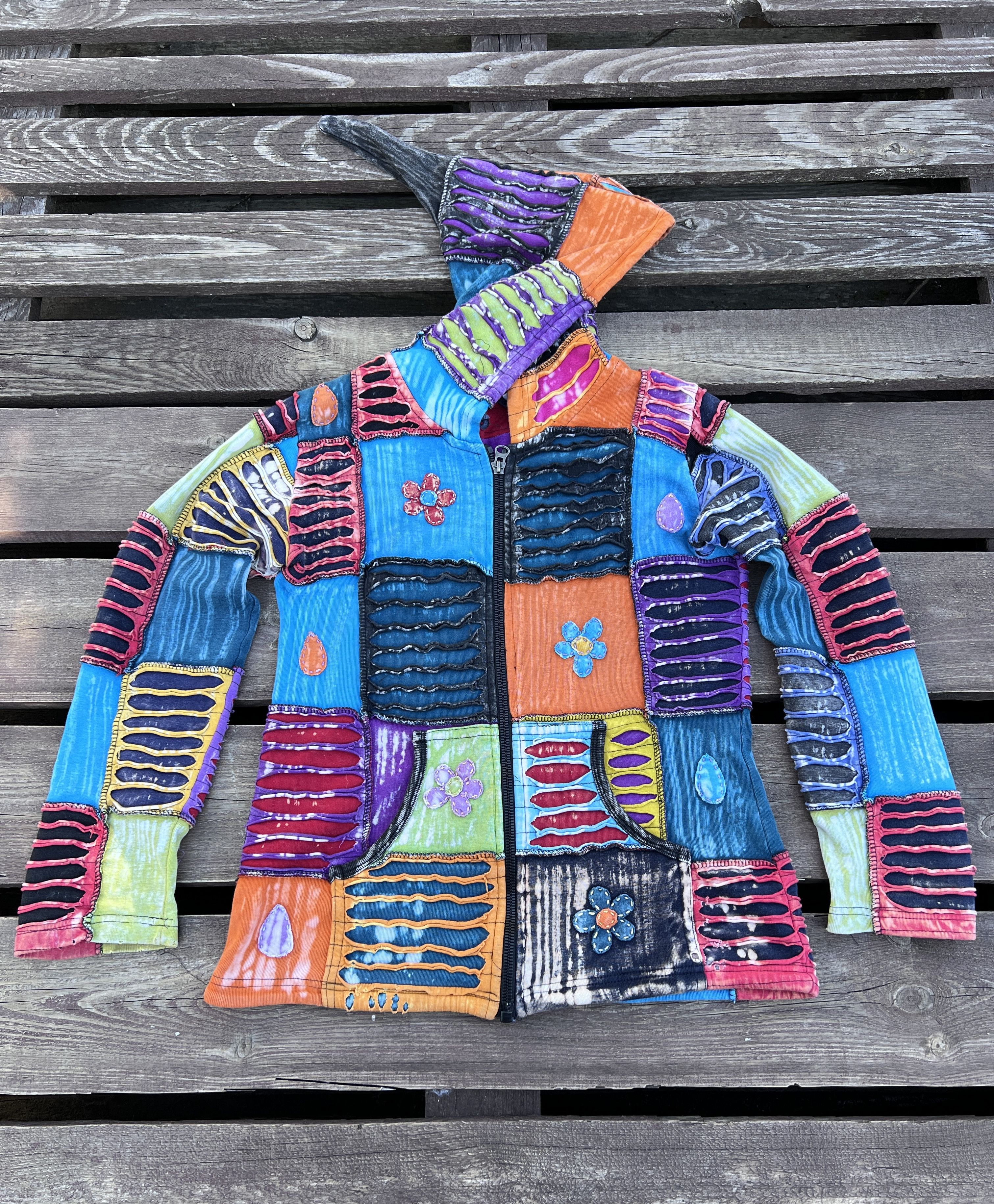 Vintage Avant Garde Y2K Nepal Patchwork Zip Up Elf Hoodie Vintage Size US M / EU 48-50 / 2 - 1 Thumbnail