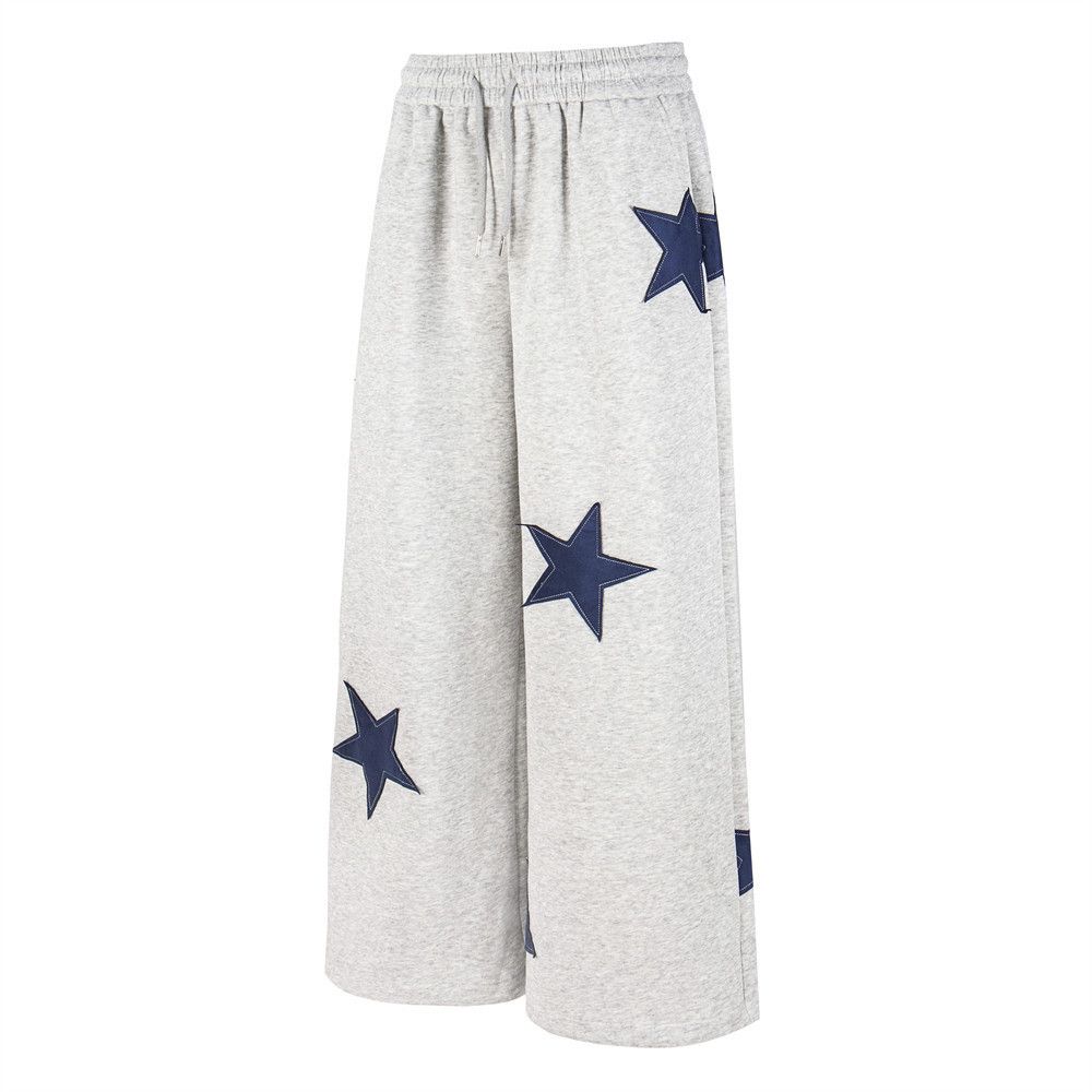 Japanese Brand Men's Loose-Fit Casual Straight-Leg Trousers with Star Print Size US 32 / EU 48 - 2 Thumbnail