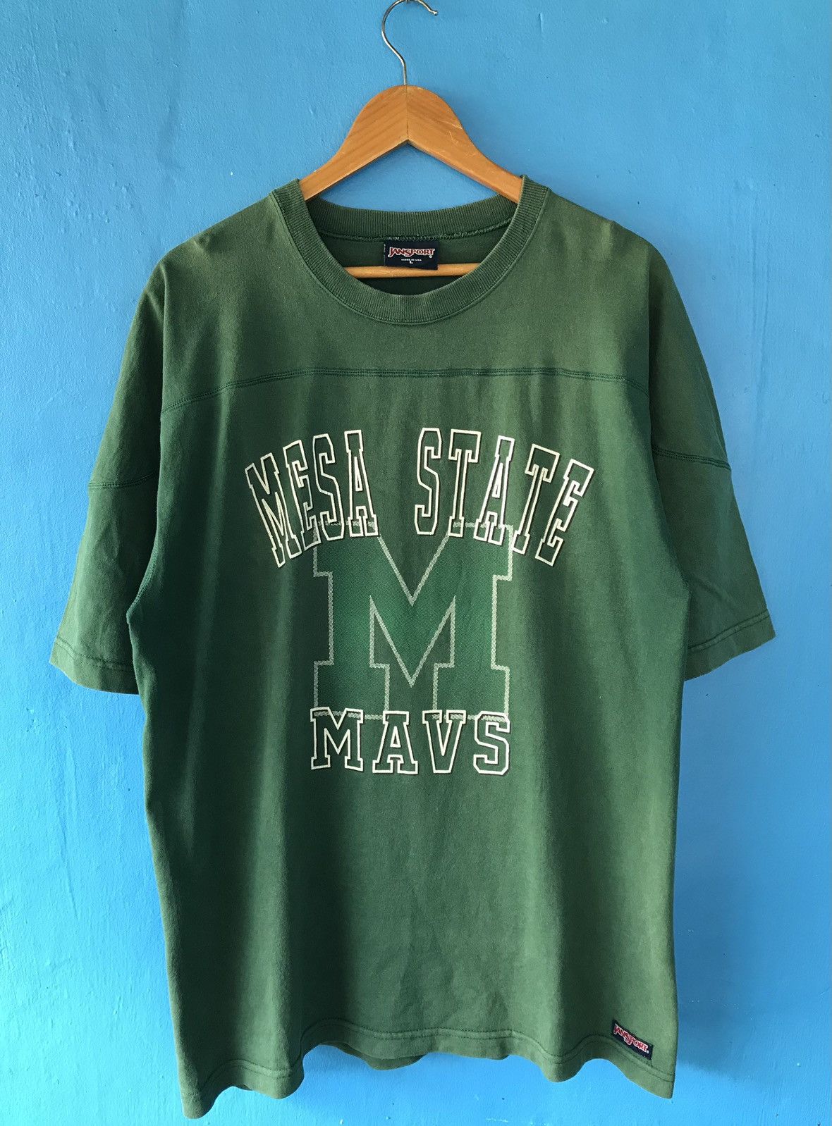image of Vintage 90's Jansport Mesa Maverick Tees in Green, Men's (Size Large)