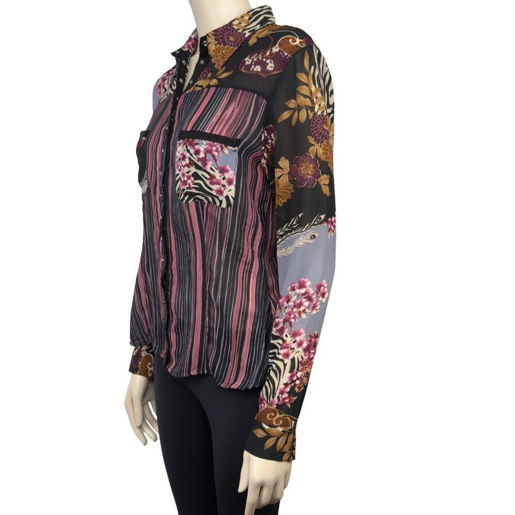 Vintage LE CAVIAR Y2K Floral Striped Animal Print blouse Size S / US 4 / IT 40 - 4 Thumbnail