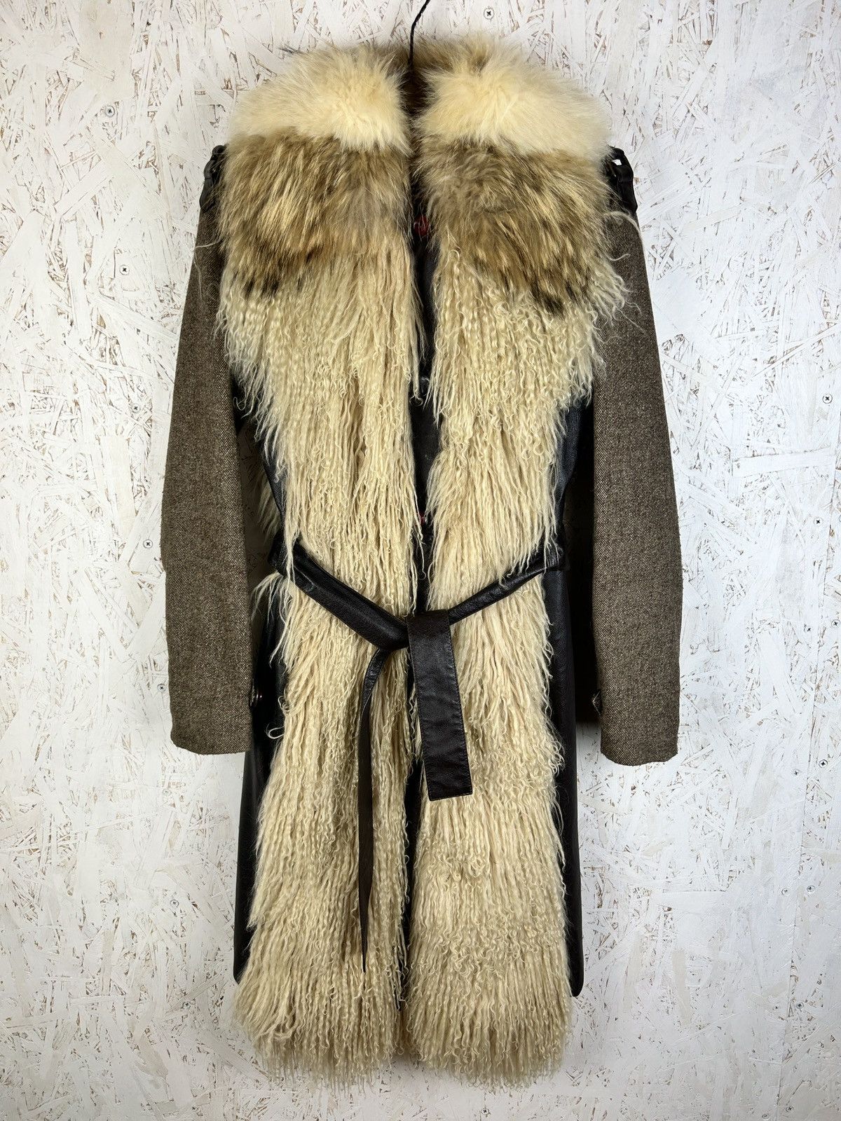 Dolce & Gabbana Mongolian Lamb Fox Fur Leather Coat