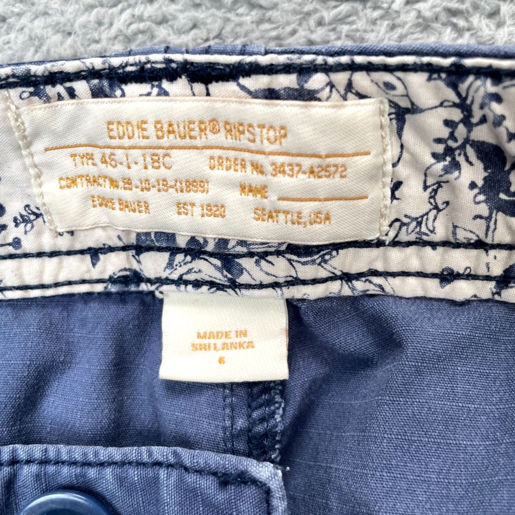 Eddie Bauer Eddie Bauer Pants Womens 6 Blue Cropped Cotton Stretch Ripstop Straight Leg Logo Shirt Size 28" / US 6 / IT 42 - 4 Thumbnail