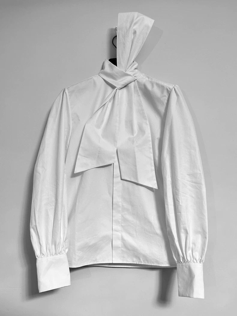 Saint Laurent Paris saint laurent paris size 38 23 FW show white big bow shirt Size S / US 4 / IT 40 - 1 Thumbnail