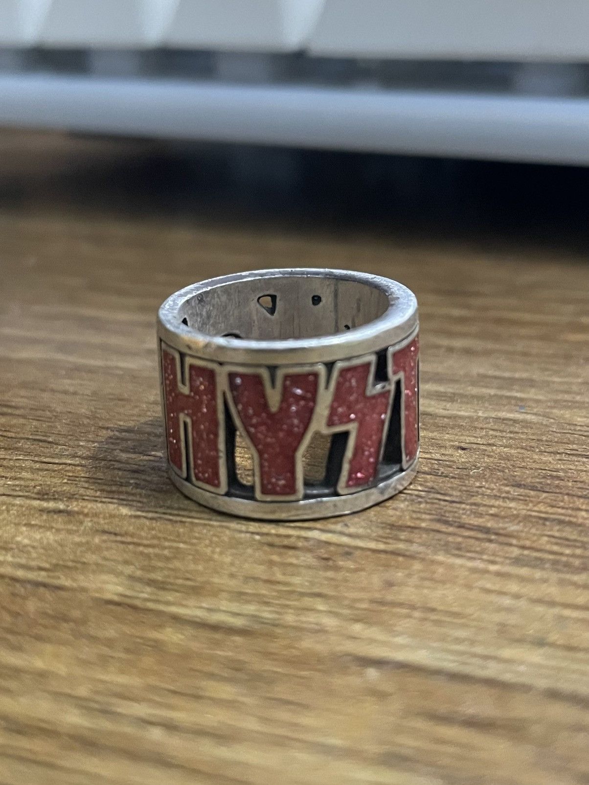 image of Hysteric Glamour Hysterics Silver 925 Ring in Red, Men's