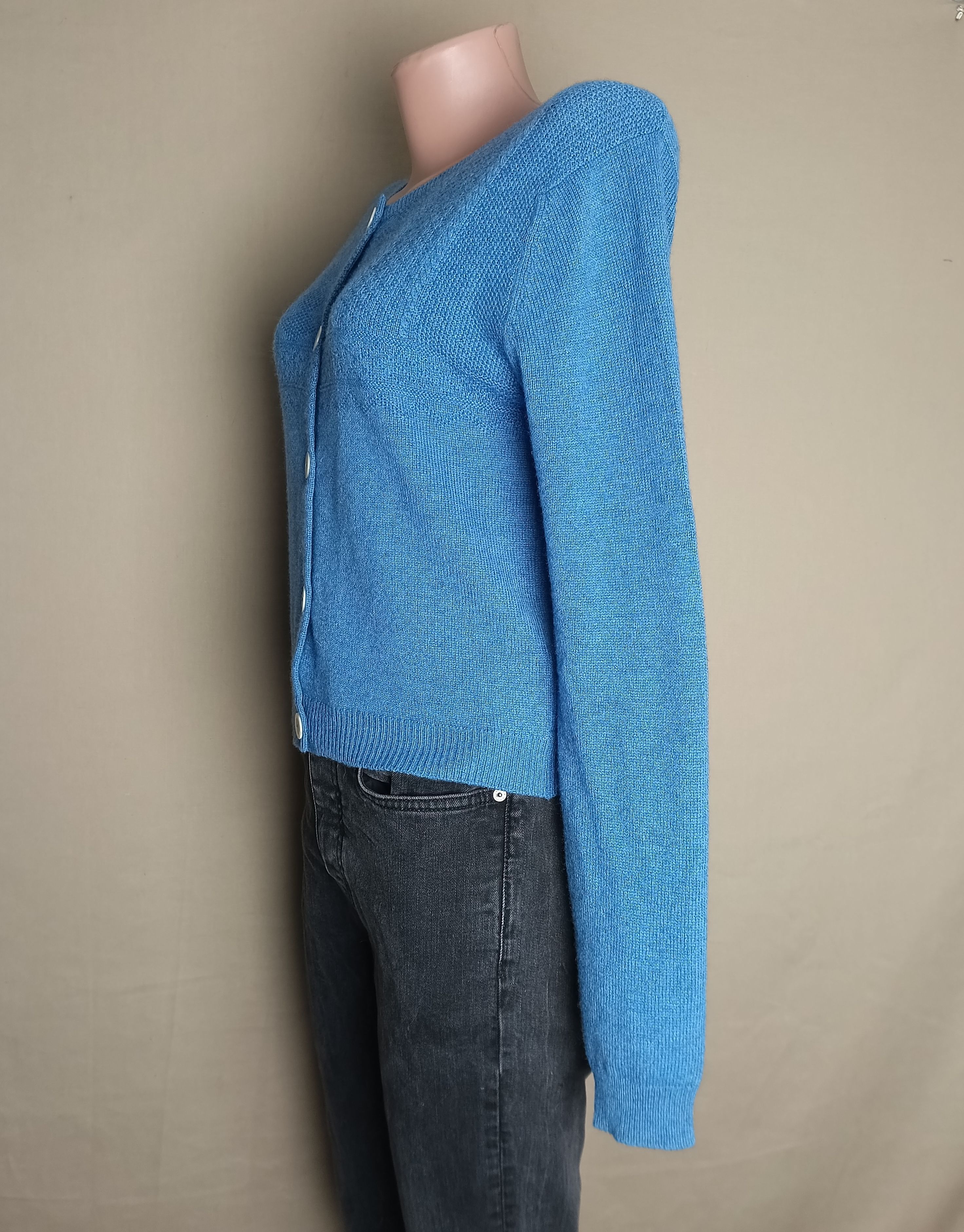 Designer × Other UK Brora Cashmere Guernsey Blue Women Cardigan UK12 US8 Size M / US 6-8 / IT 42-44 - 7 Thumbnail