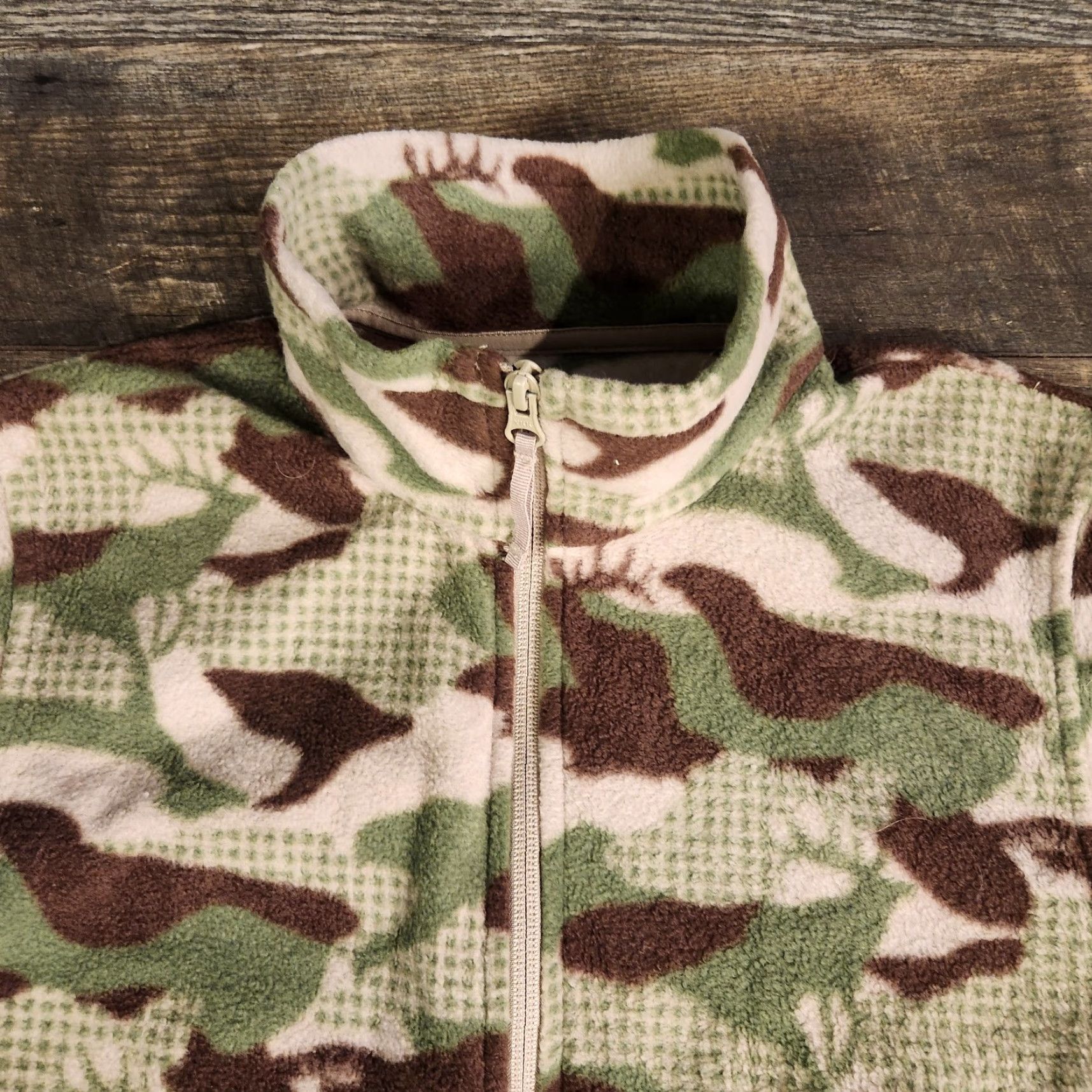 Vintage Cabela's Full Zip Fleece Jacket Sweatshirt Womens Large Camo Deer Elk Outdoors Jacket Size L / US 10 / IT 46 - 2 Thumbnail