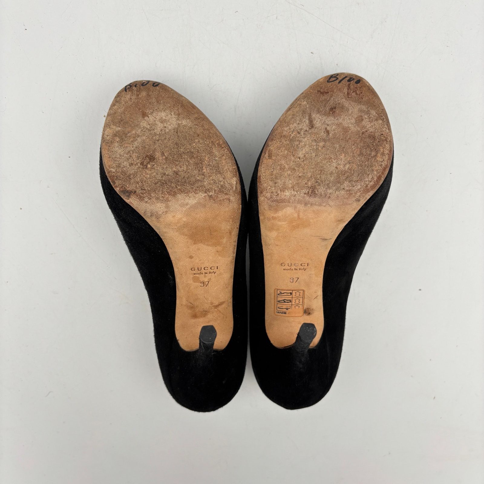 Gucci Gucci Sophia Black Suede Peep Toe Pumps Heels Women's 37 Size US 7 / IT 37 - 8 Thumbnail