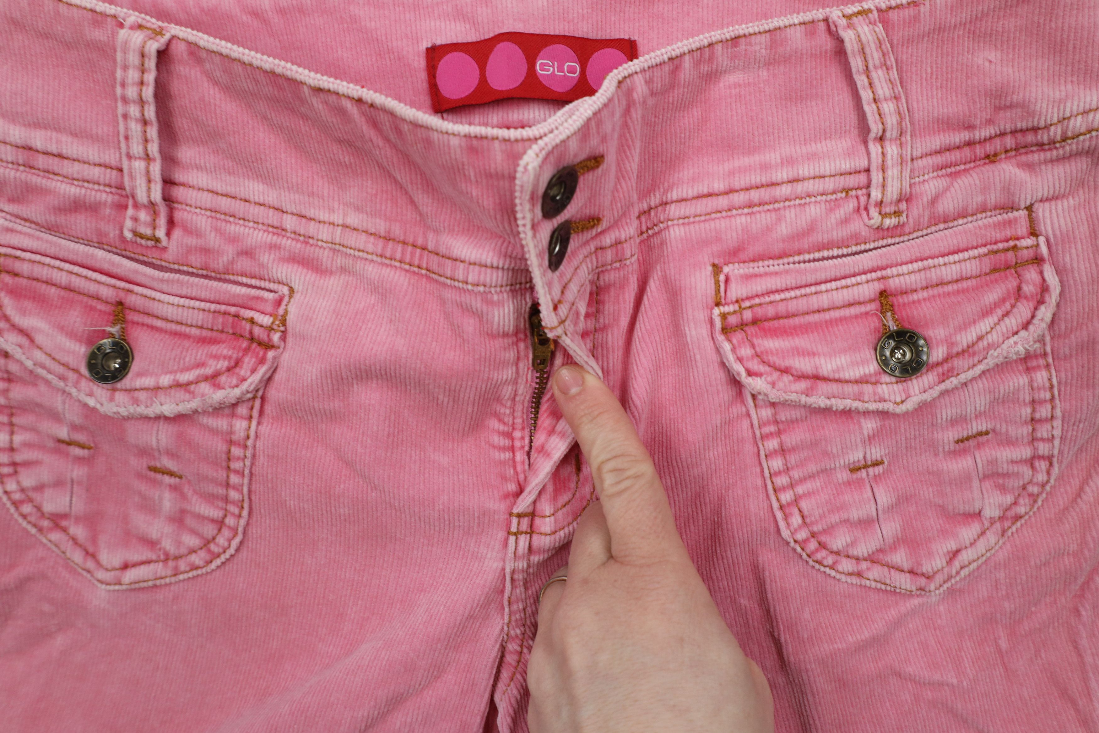 Vintage Vintage 90s Y2K Babydoll Flared Wide Leg Corduroy Pants Pink Size 30" / US 8 / IT 44 - 7 Thumbnail