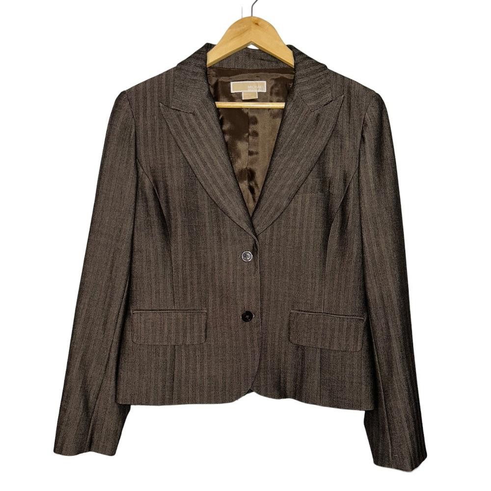 Michael Kors Michael Kors l Brown Striped Blazer Jacket Size 14 Size XL / US 12-14 / IT 48-50 - 1 Thumbnail