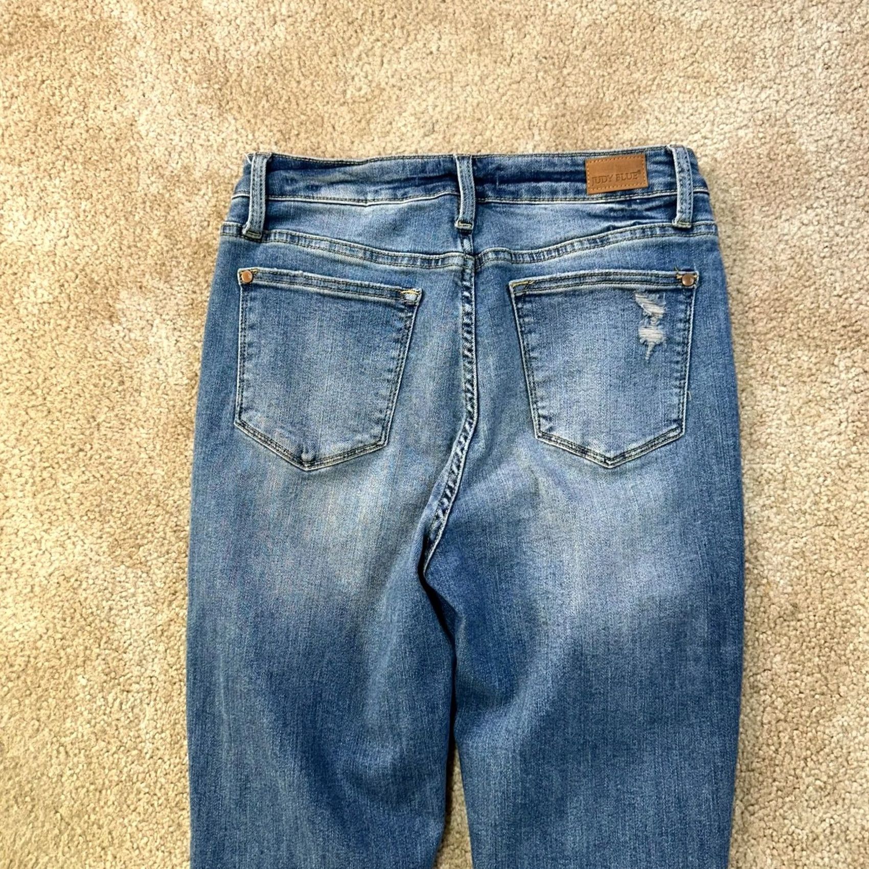 Vintage Judy Blue Women’s High Rise Boyfriend Jeans 5/27 Blue Denim Stretch Slim 27in 29in 5-Pocket Classic Cotton Blend Junior Size 5, 27,Womens, Jeans Size 27" / US 4 / IT 40 - 6 Thumbnail