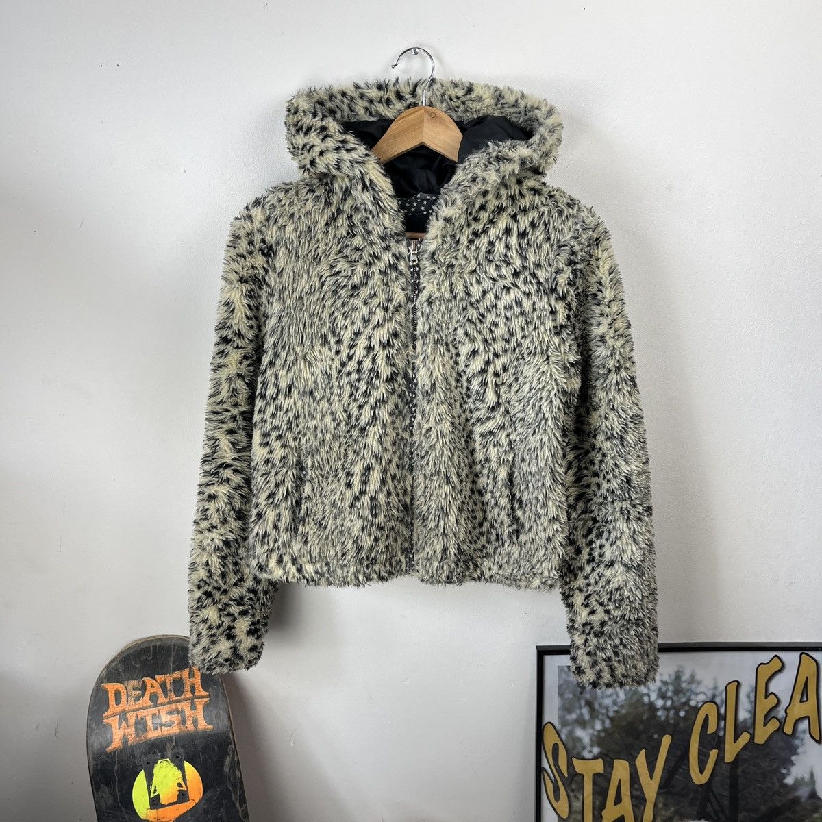 Miss Sixty Vintage Leopard Faux Fur Hood Jacket Bershka Mohair Fuzzy Size M / US 6-8 / IT 42-44 - 1 Thumbnail