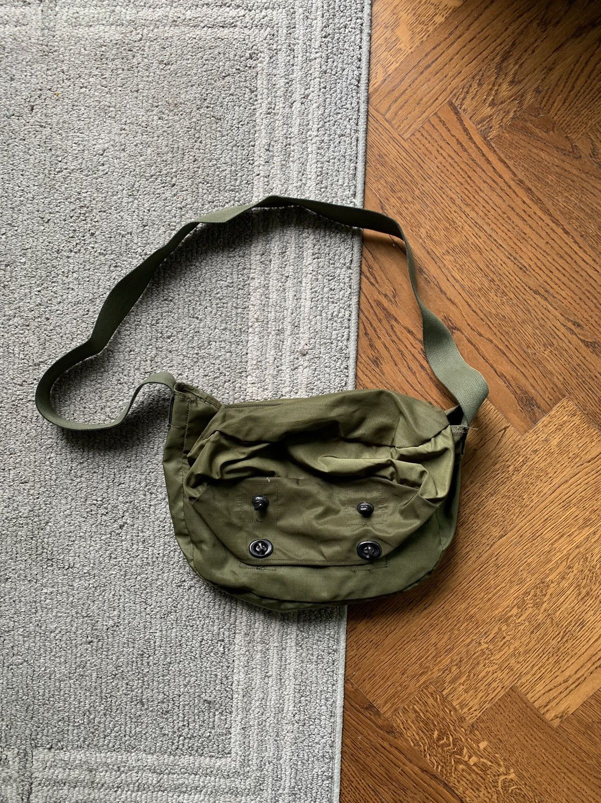 Pre-owned Military X Vintage Military Bag 80's Nylon Crossbody Messenger Rucksack In Green