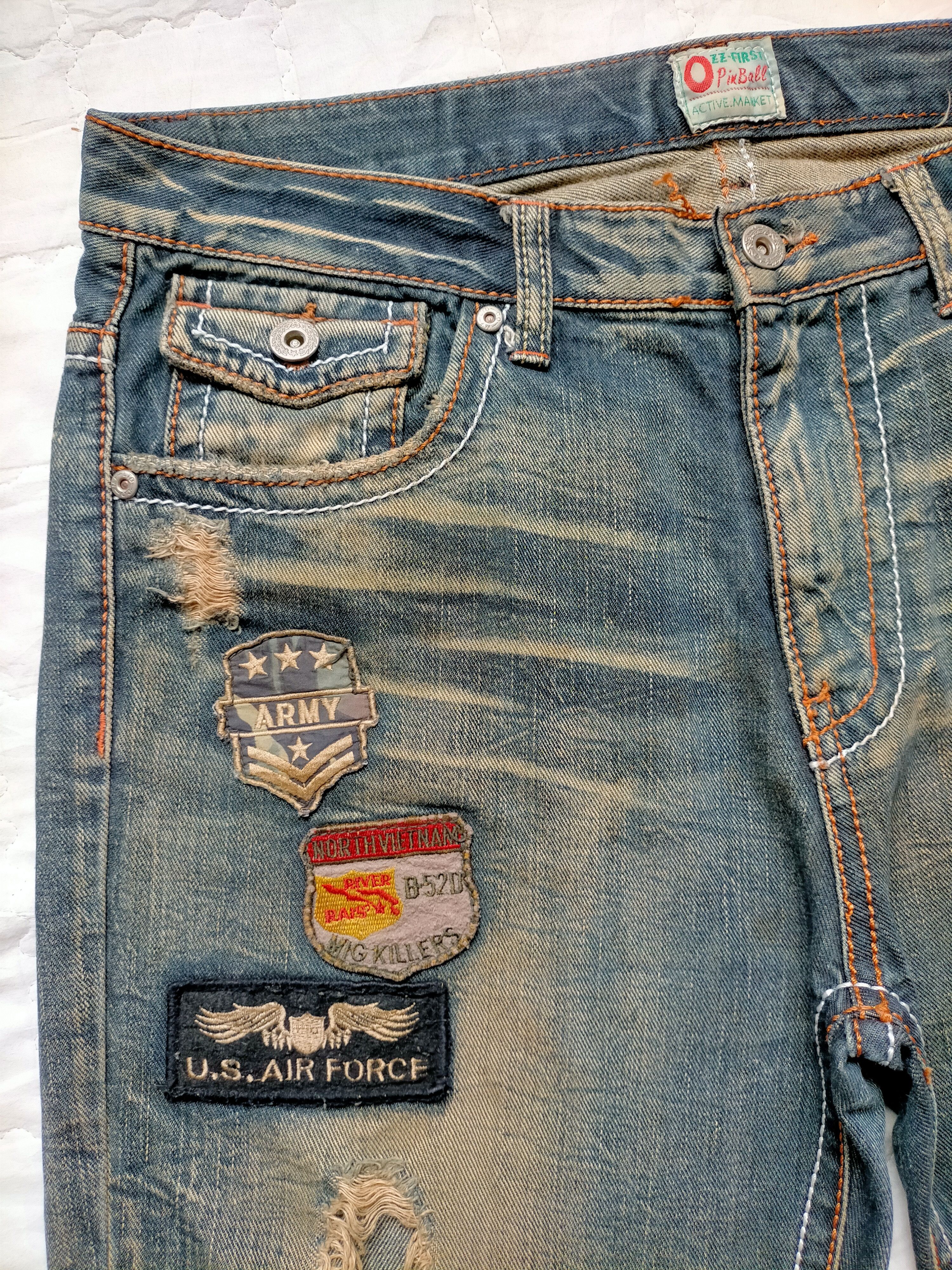 If Six Was Nine Flare Jeans OzzPinball Ripped Patchwork Boot cut denim Size US 35 - 3 Thumbnail