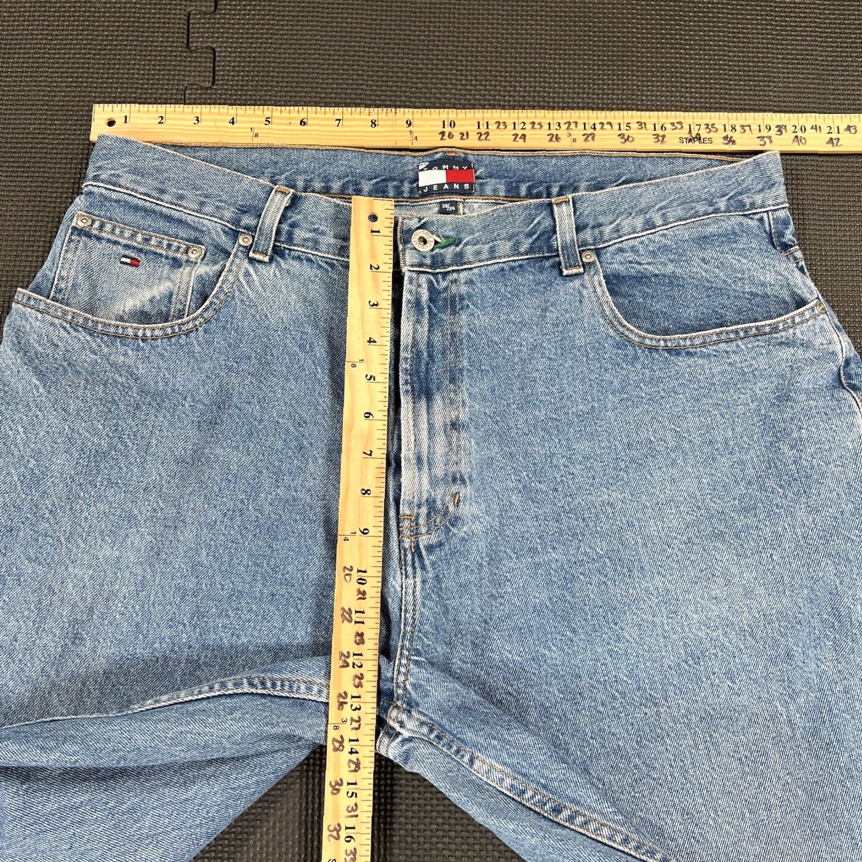 Tommy Hilfiger VINTAGE Tommy Hilfiger Jeans Straight Mens 39x33 Blue Denim 5 Pocket Hip Hop Y2K DITTO JYD Size US 39 - 3 Thumbnail