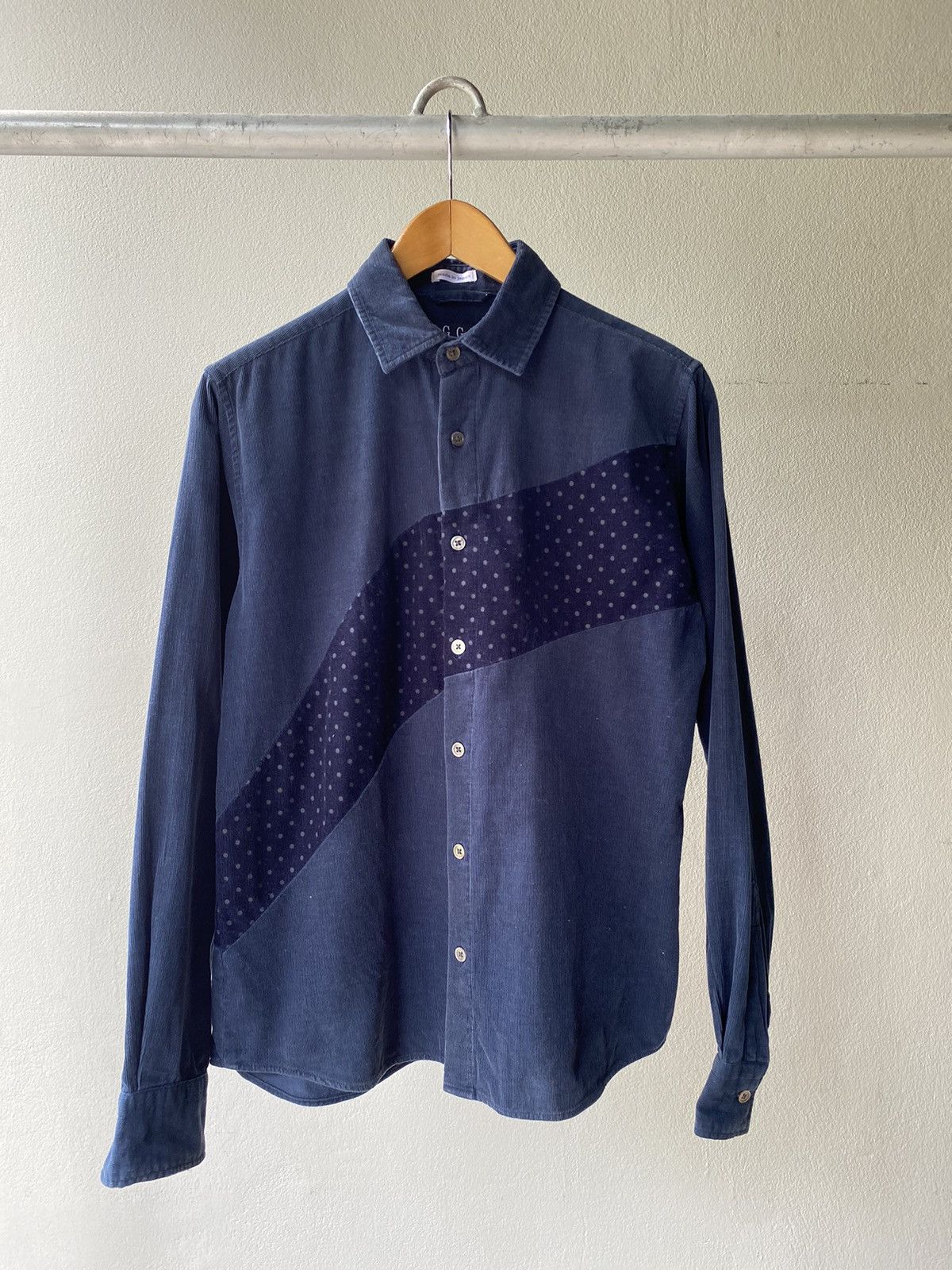 Designer × Japanese Brand G G D Navy Shirt with Polka Dot Panel Detail Size US M / EU 48-50 / 2 - 1 Thumbnail