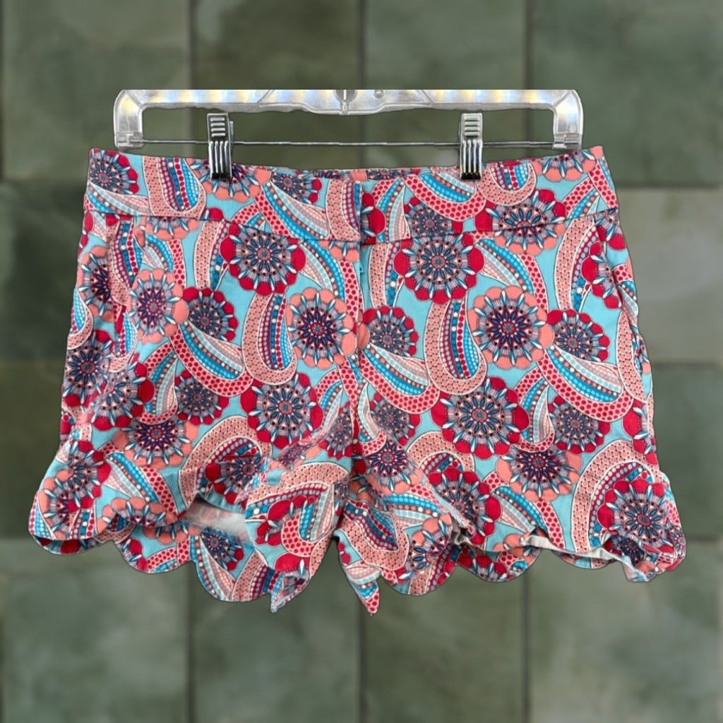 Vintage Womens Boho Shorts Blue Scallop Leg Crown Ivy 6 Size 28" / US 6 / IT 42 - 1 Thumbnail