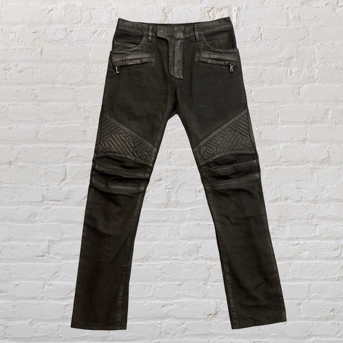 Balmain Balmain black waxed cotton biker jeans Christoph Decarnin