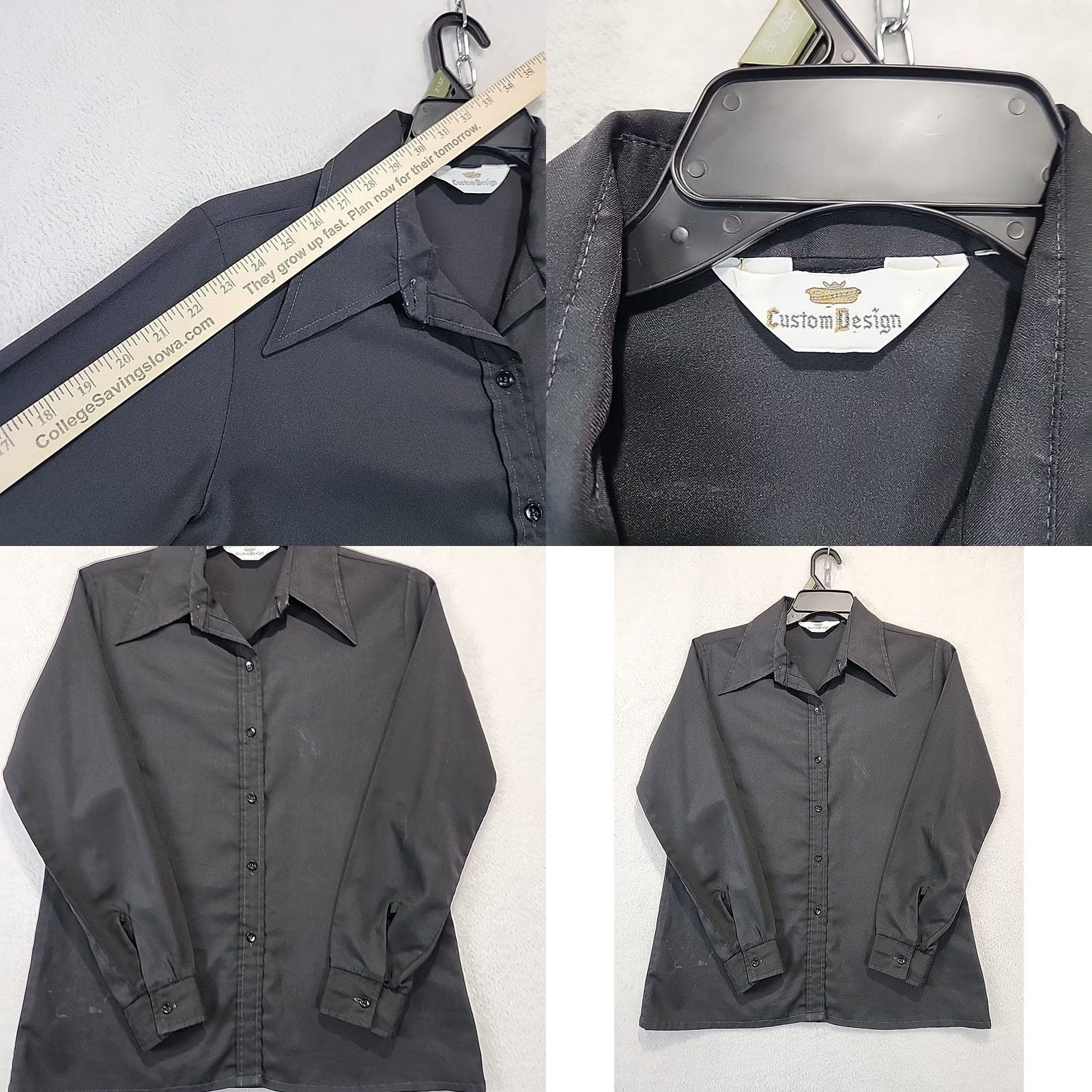 Vintage VINTAGE Custom Design Dress Shirt Women's L Black Point Collar Long Sleeve Button Front Disbo Retro (70s, Hippie, Disco) Womens Size L / US 10 / IT 46 - 8 Thumbnail
