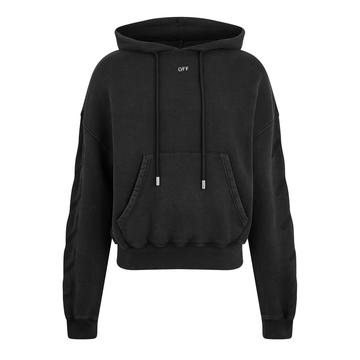 Off-White o1g2r1mq0226 Distressed Graphic Print Hoodie In Black Size US XS / EU 42 / 0 - 1 Thumbnail