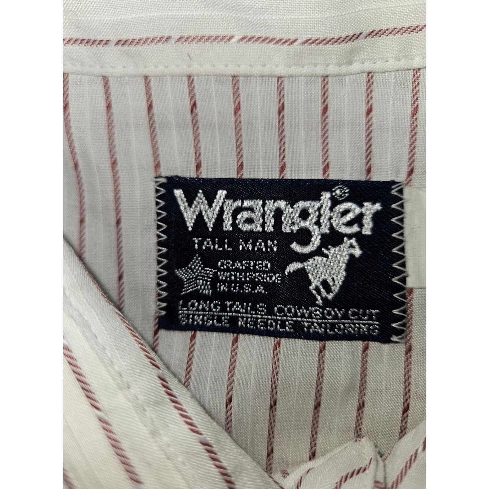 Wrangler VINTAGE Wrangler Shirt Mens 18 Tall White Red Stripe Western Pearl Snap USA Shirt Man Tall 18 White Red Striped Western Cowboys Size US XXL / EU 58 / 5 - 2 Thumbnail