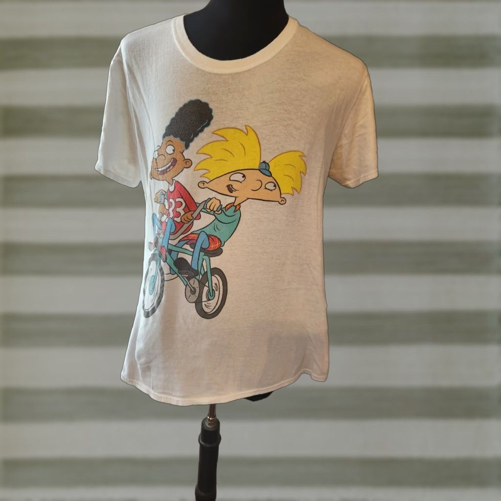 Nickelodeon Nickelodeon Hey Arnold Gerald Bike White Short Sleeve T Shirt L Mens Cotton Crew Neck Size US L / EU 52-54 / 3 - 1 Thumbnail