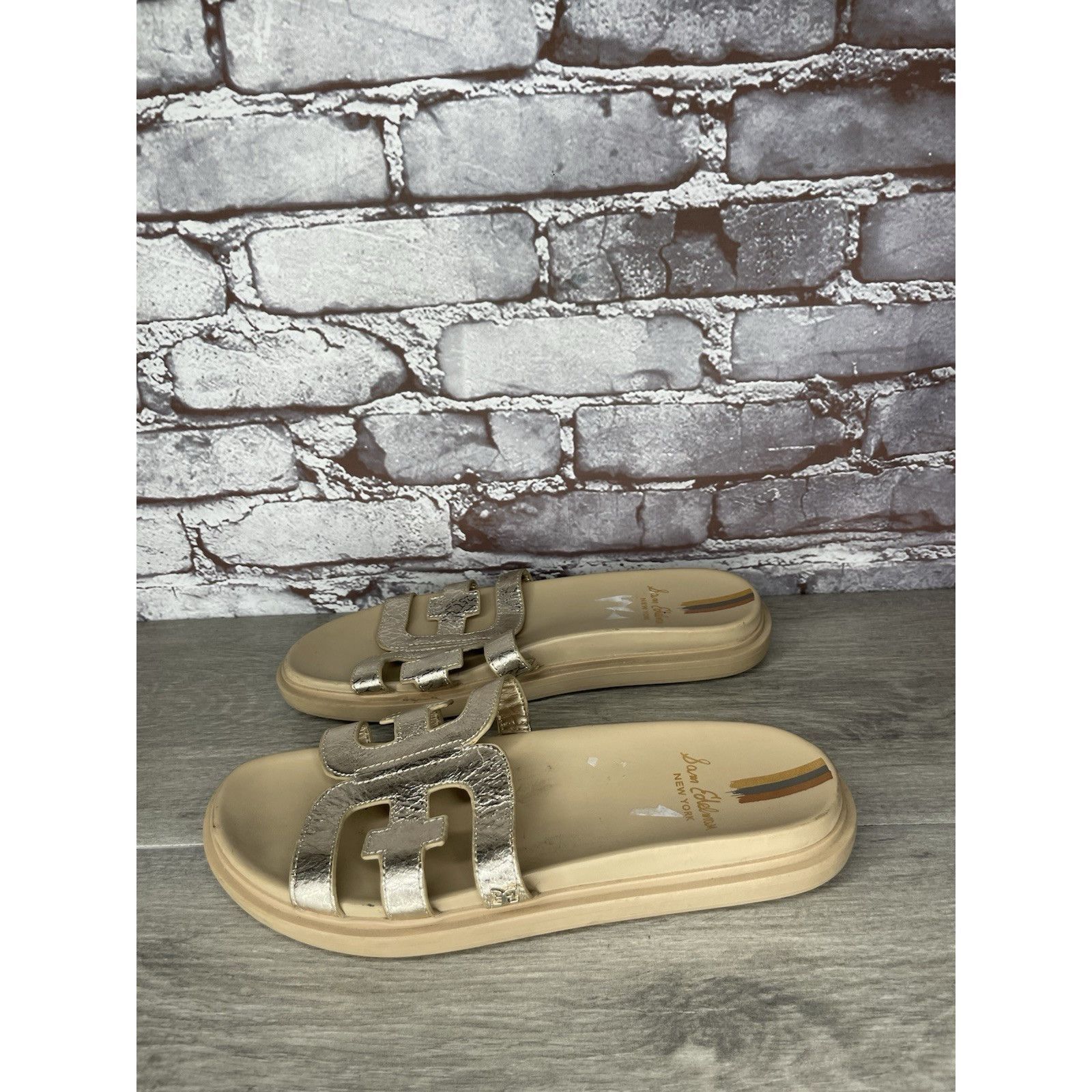 Sam Edelman Sam Edelman Valeri Metallic Gold Leather Slides Sandals Wome Size US 9 / IT 39 - 11 Thumbnail