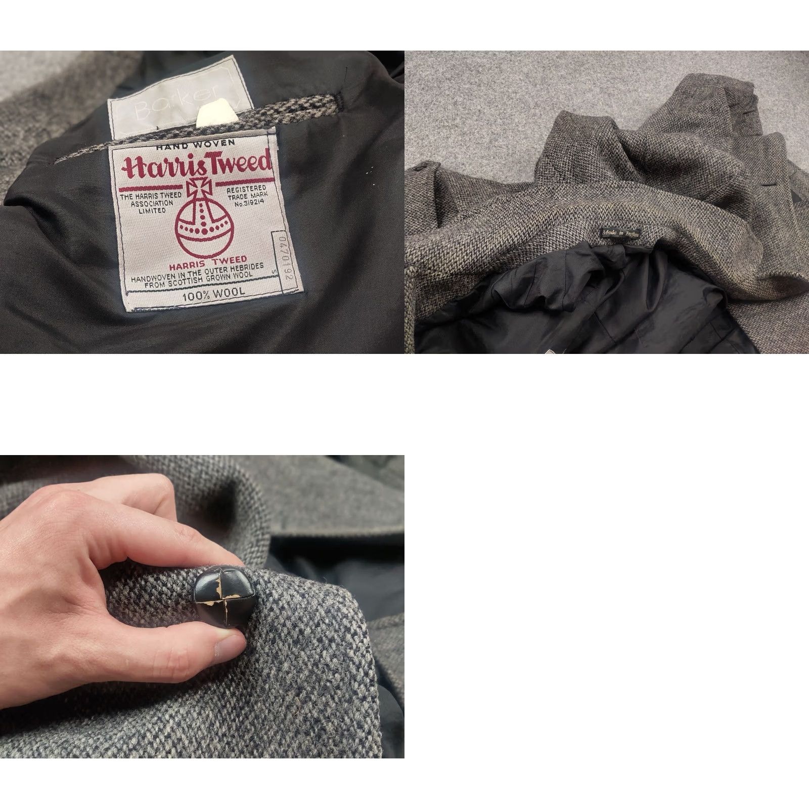 Harris Tweed VINTAGE Harris Tweed England Overcoat Gray Scottish Wool herringbone Coat Jacket 80s Men L Winter Fall Wool Tweed Long 103 cm 70 cm 58 cm Size US L / EU 52-54 / 3 - 11 Thumbnail