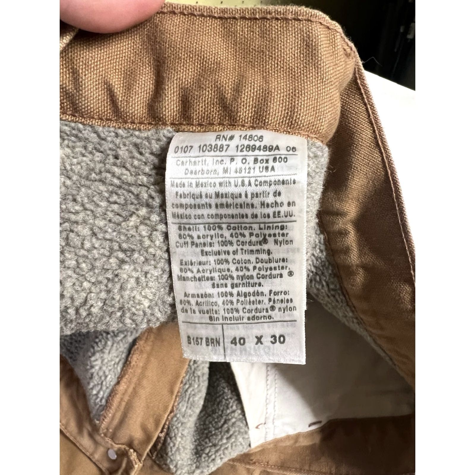Carhartt VINTAGE Carhartt B157 Pants 40x30 Brown Canvas Insulated Sherpa Lined Double Knee Side Zip Workwear Carpenter Mens Size US 40 / EU 56 - 4 Thumbnail
