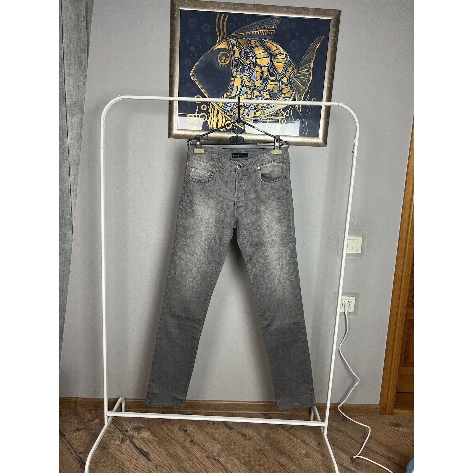 Etro NWT ETRO Paisley Men`s Gray Slim Fit Skinny Jeans Size 32 Size US 32 / EU 48 - 5 Thumbnail
