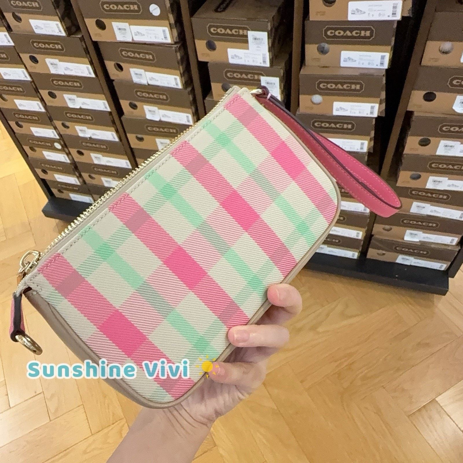 Coach NWT Coach Nolita 19 Plaid Bag Wristlet Purse CBK65 PINK Size ONE SIZE - 5 Thumbnail