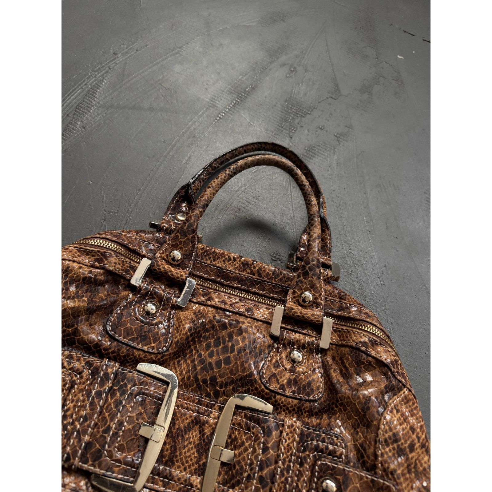 Guess Snakeskin-Style Buckle Handbag Y2K Archive Vibe
