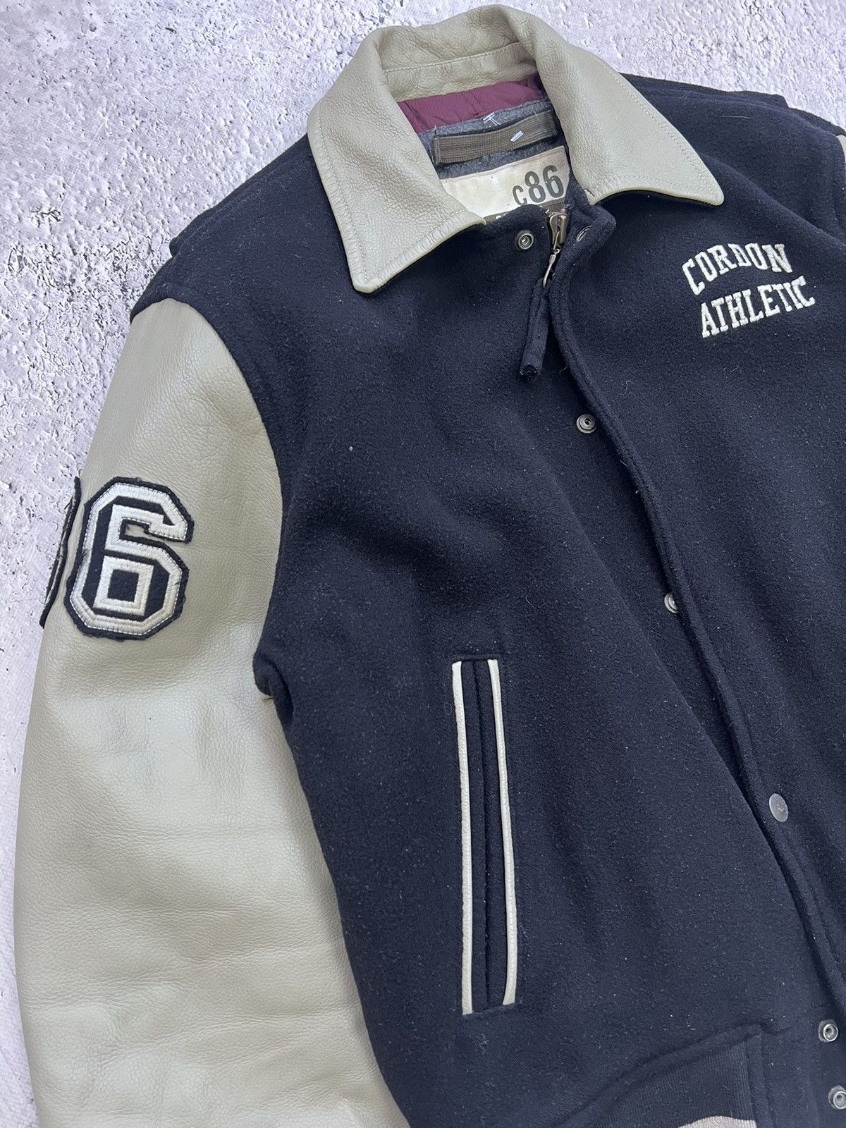 Japanese Brand × NBA Vintage 80's LEATHER Japan Leather Wool Varsity Jacket Size US L / EU 52-54 / 3 - 4 Thumbnail