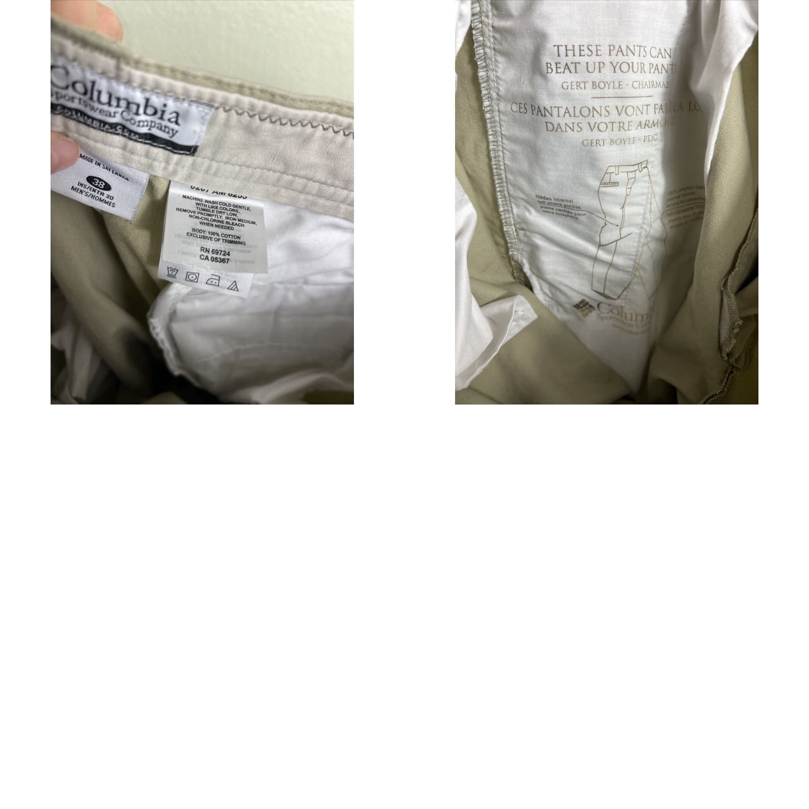 Vintage Columbia Khakis Pants Men 38 Regular Beige 38x30 Hiking Style 0207 AM 8255 Size US 38 / EU 54 - 10 Thumbnail