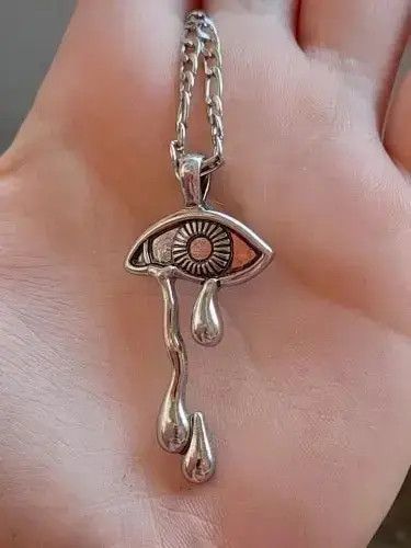 High Sport × Jewelry Eye Ball Cry Chain Silver Grunge Punk Art Psychedelic🔥🔥🔥 Size ONE SIZE - 2 Thumbnail